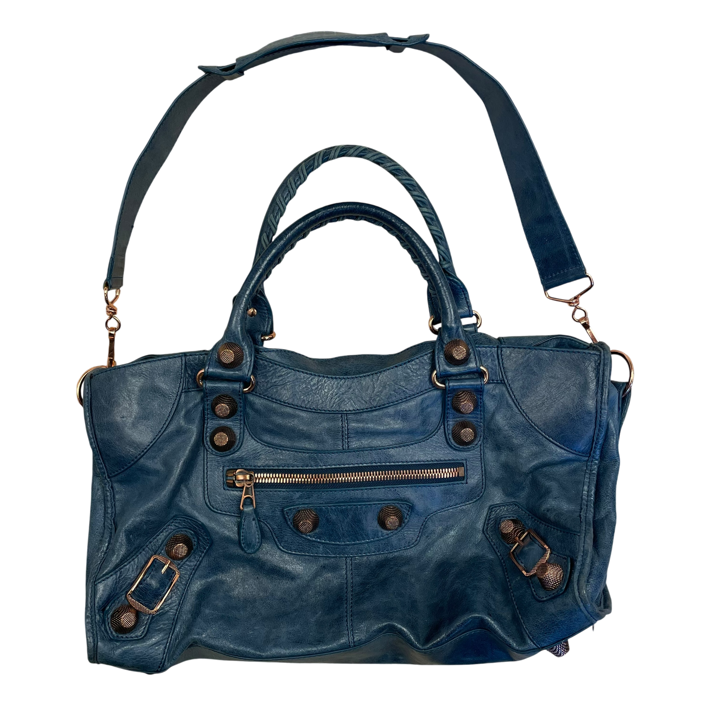 Balenciaga Brass Hardware Leather City Bag Blue thumbnail 4