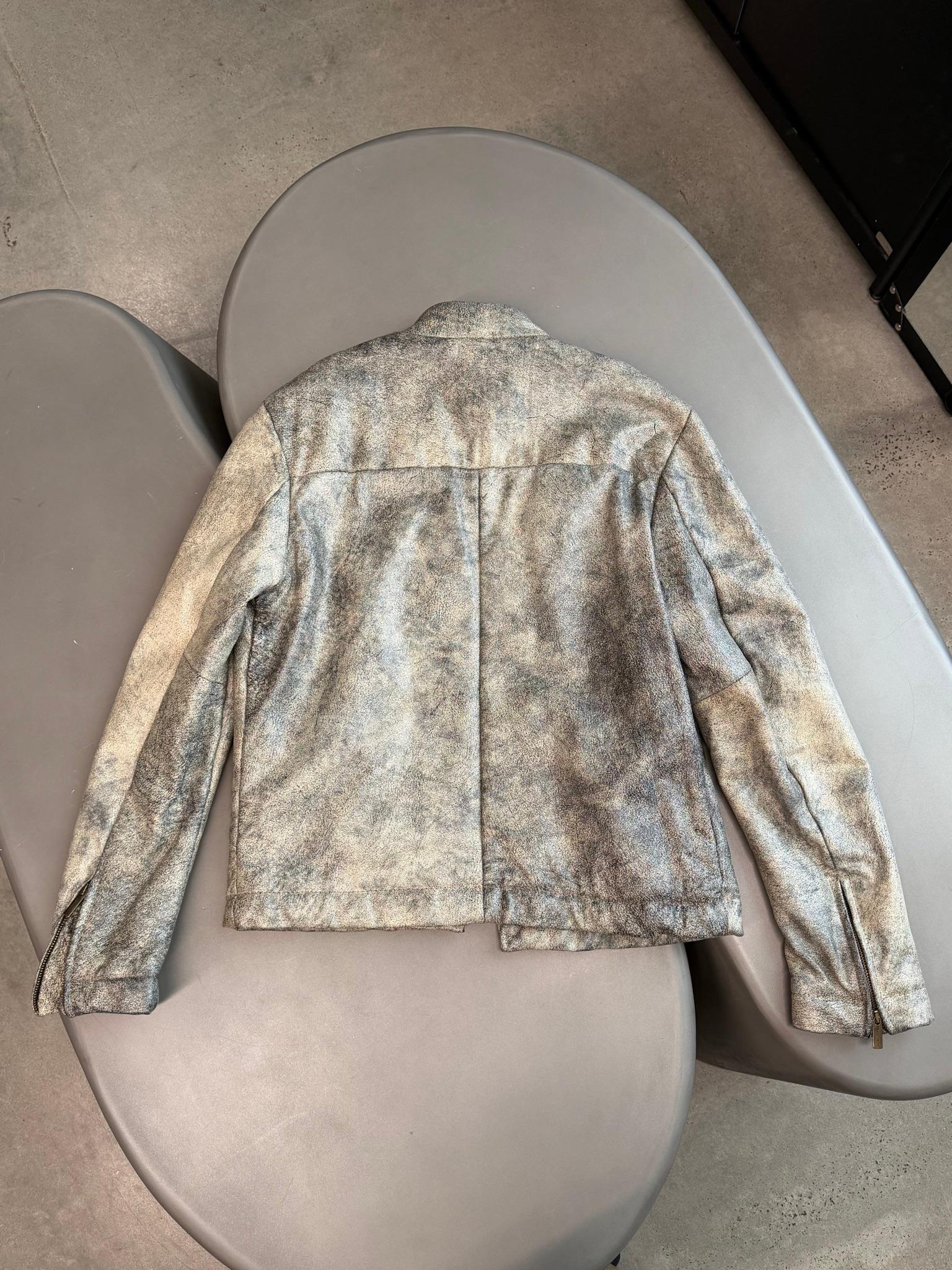 Martin Box Story Distressed Leather Jacket Grey (Size L) thumbnail 5