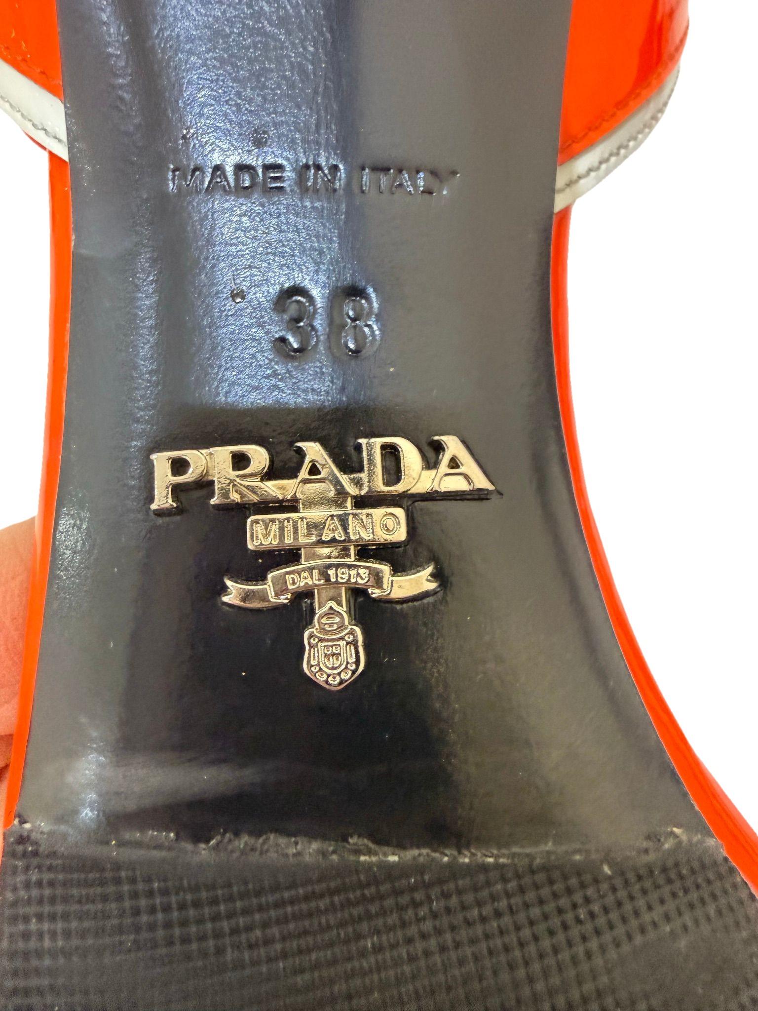 Prada Neon Orange Flame Sandal 38 thumbnail 6