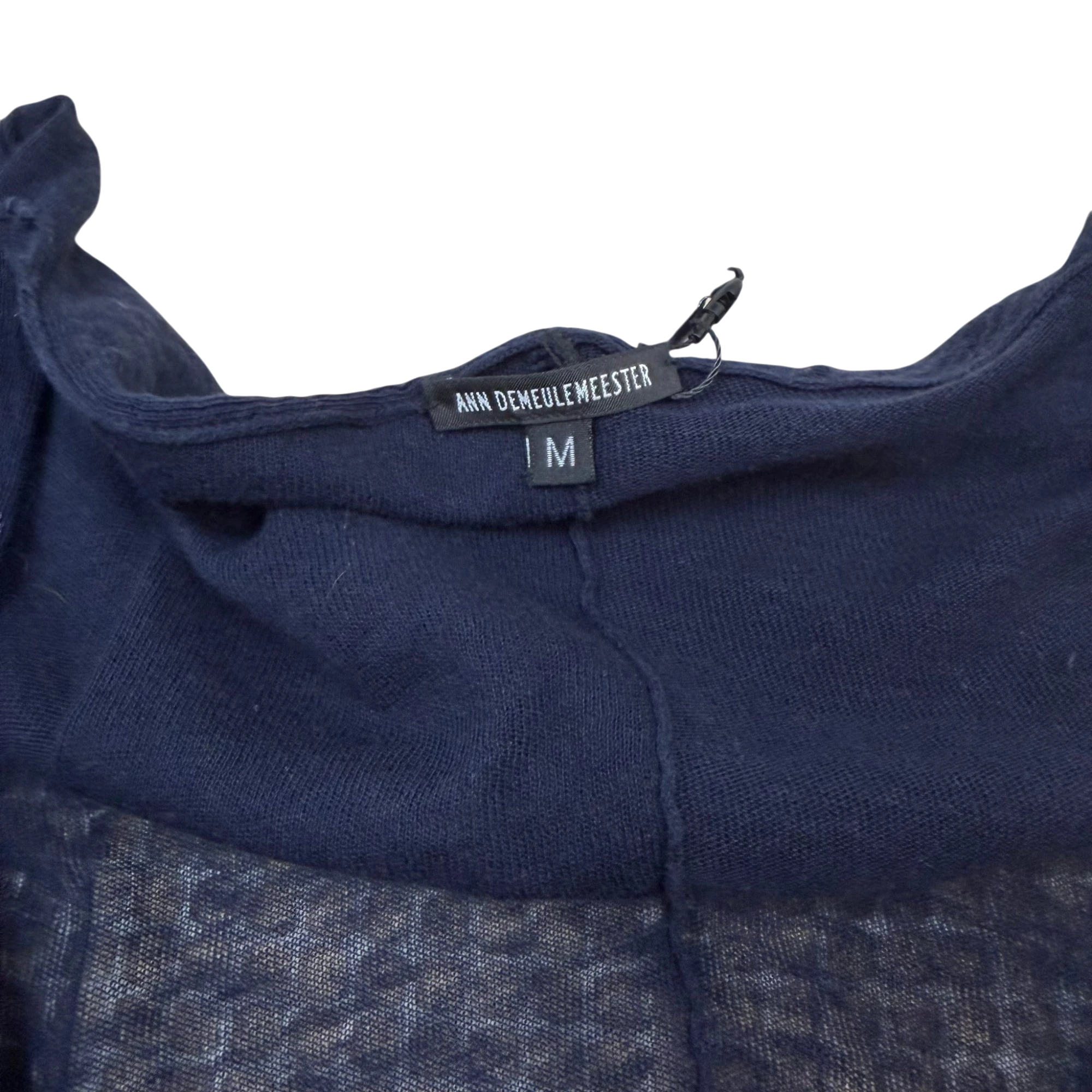Ann Demeulemeester Cotton/Linen Blend Tie-Up Cardigan Navy (Size M) thumbnail 2
