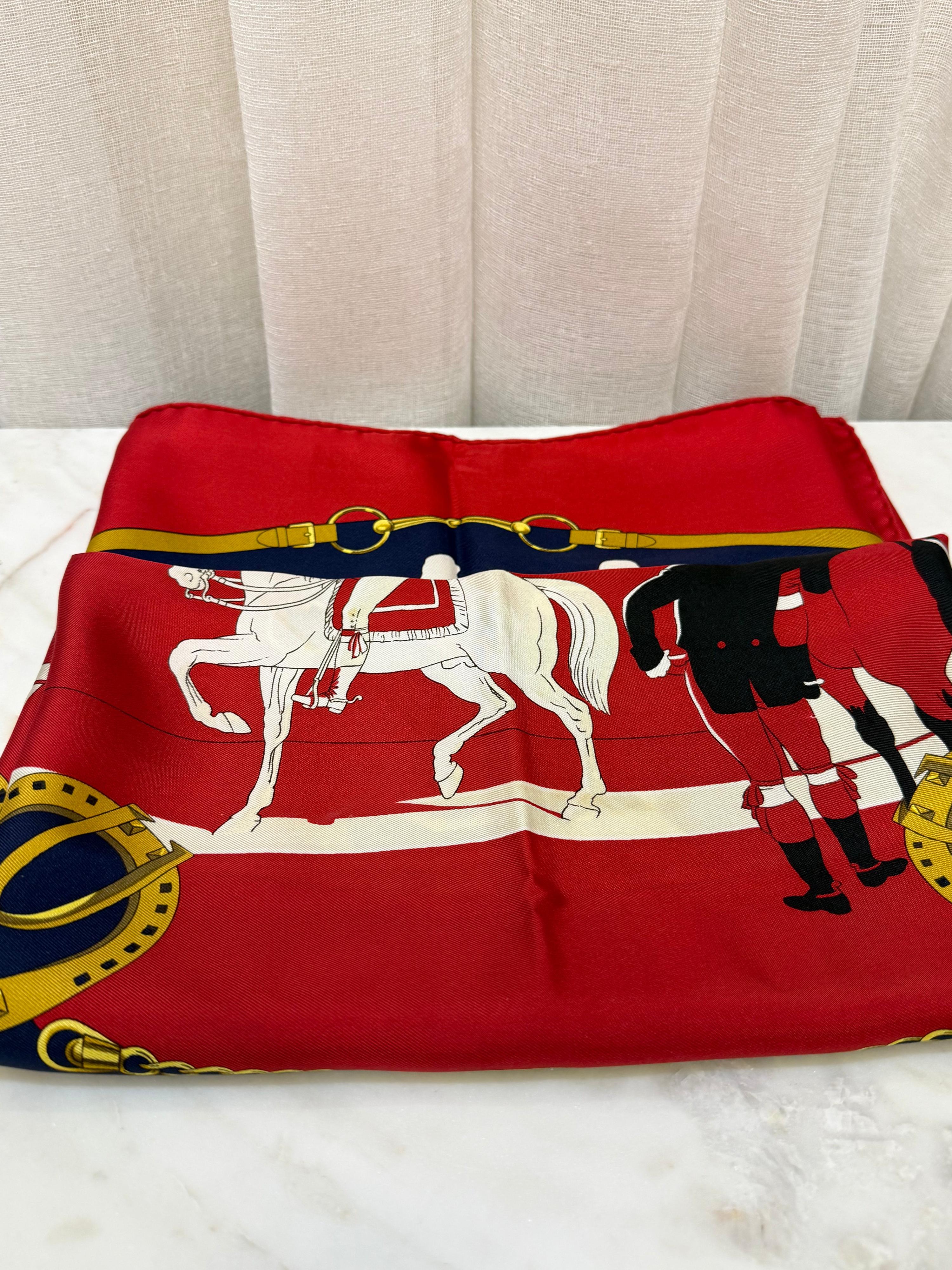 Hermes Red/Blue/Gold Print Scarf thumbnail 2