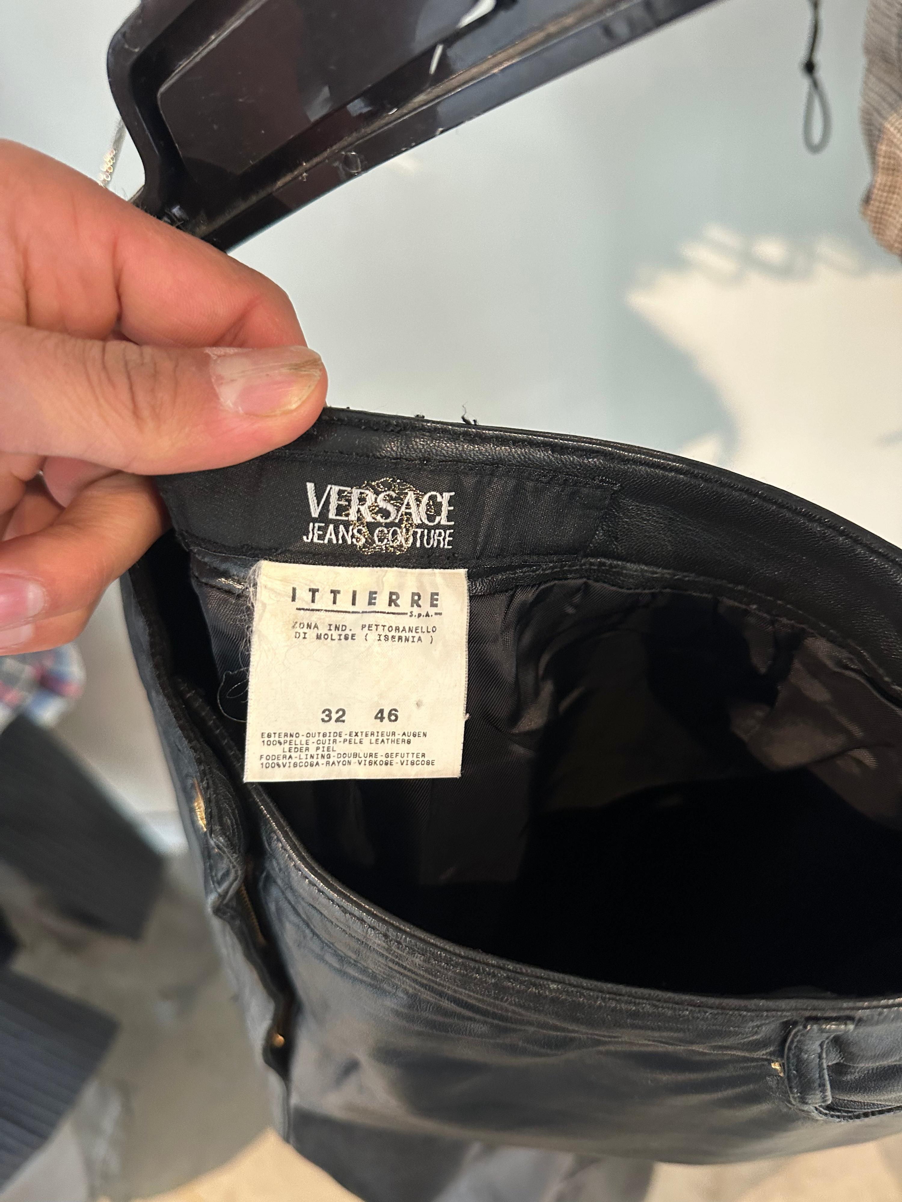 Versace Jeans Couture 90s Leather Pants (size 32”) - taken to dry cleaner to try and fix marks price between $249-$349 depending on how it comes up thumbnail 2