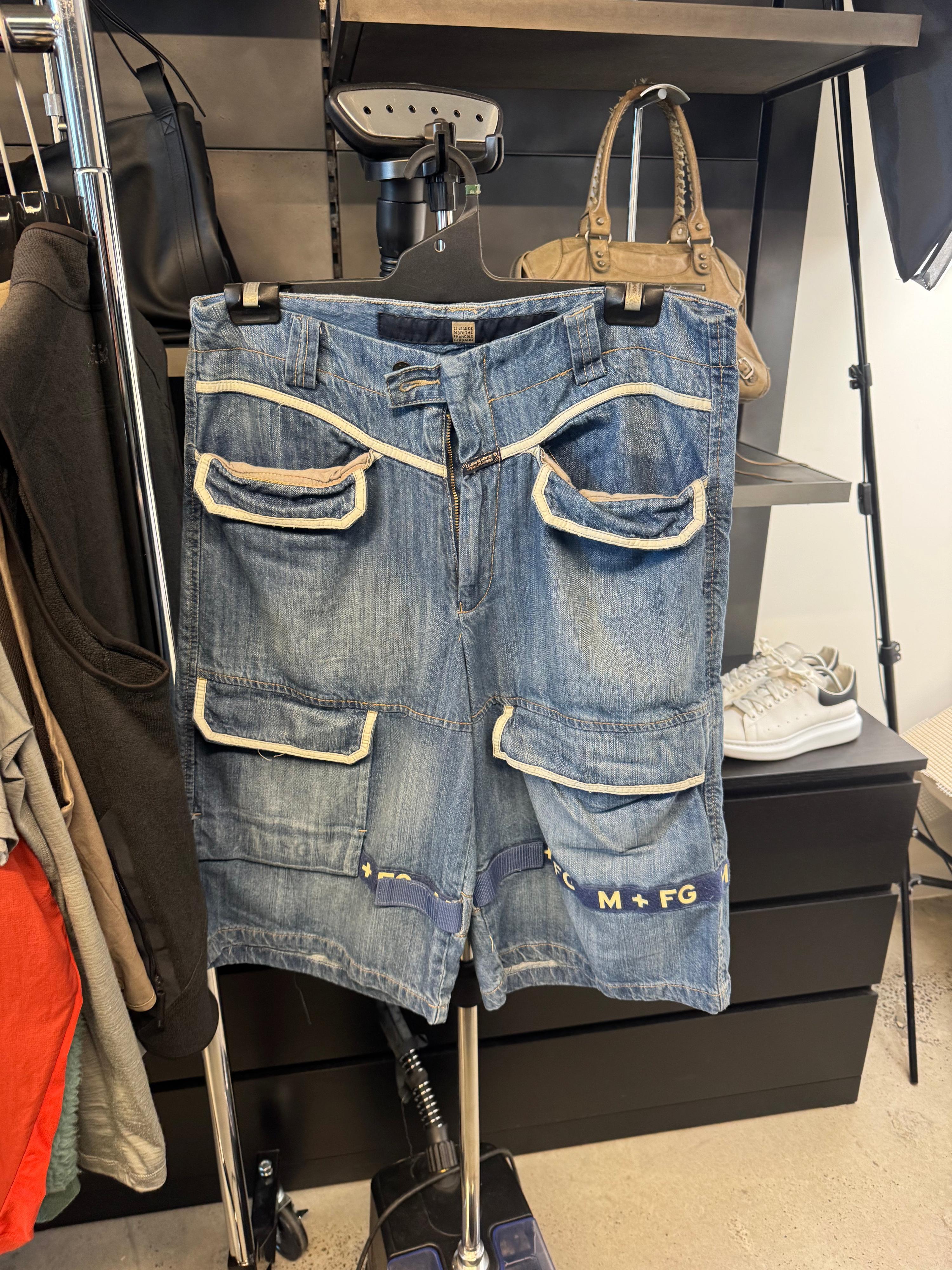 Marithe Francois Girbaud 00s Multi Pocket Denim Shorts Blue (Size 34”)