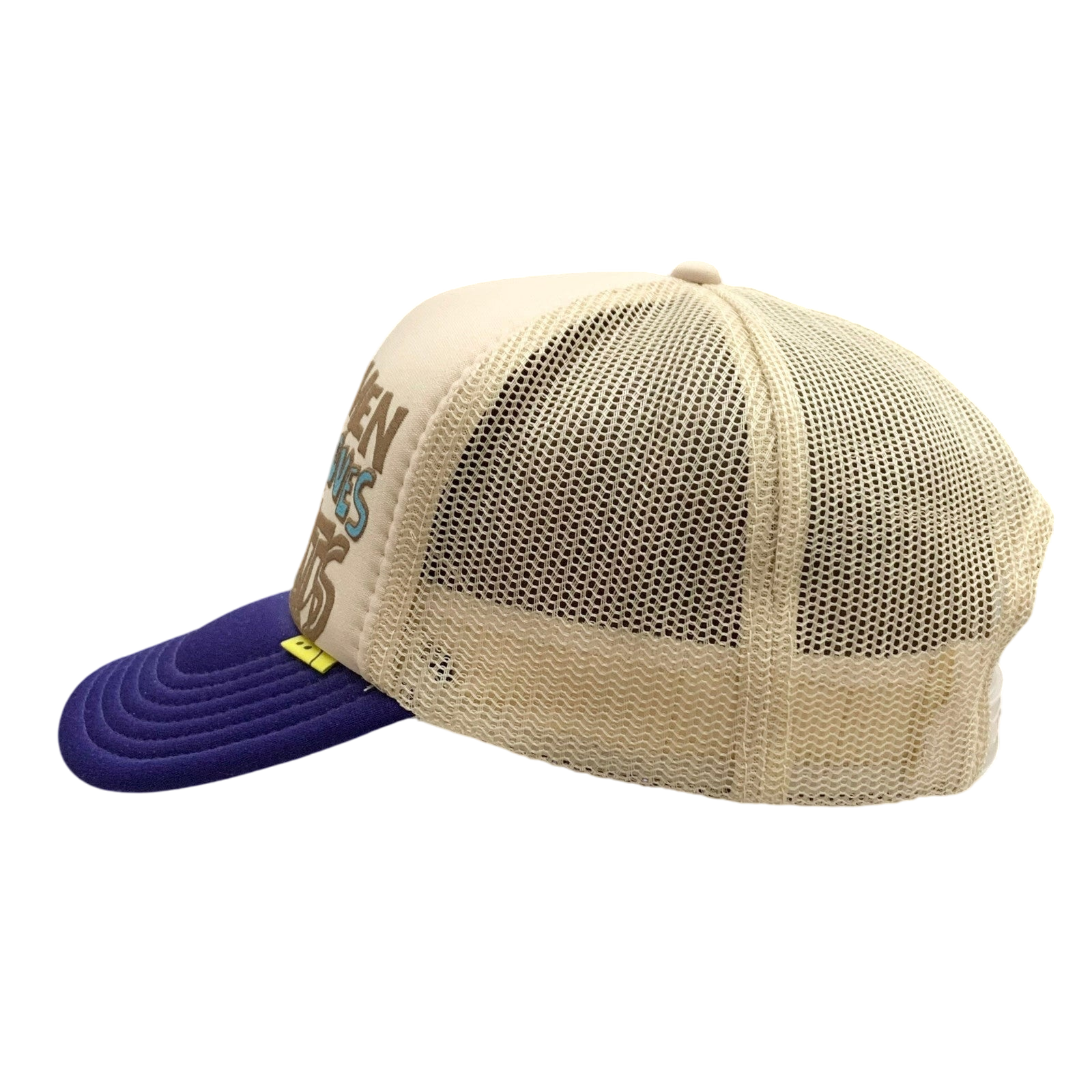Kapital ‘Denim Men Love Cats’ Trucker Cap Beige / Purple thumbnail 3