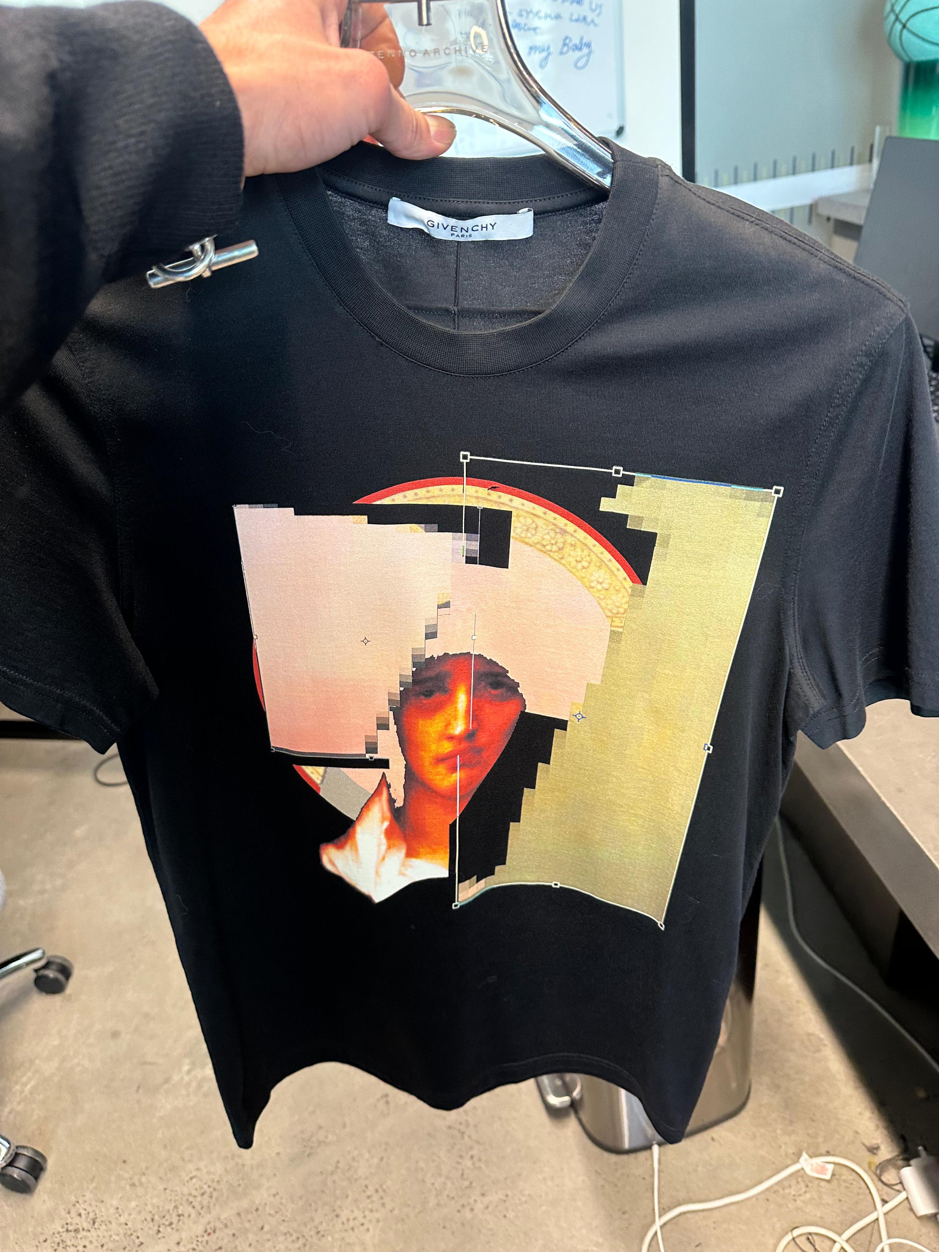 Givenchy FW15 Pixel Madonna Graphic Print T-Shirt Black (Size XS)