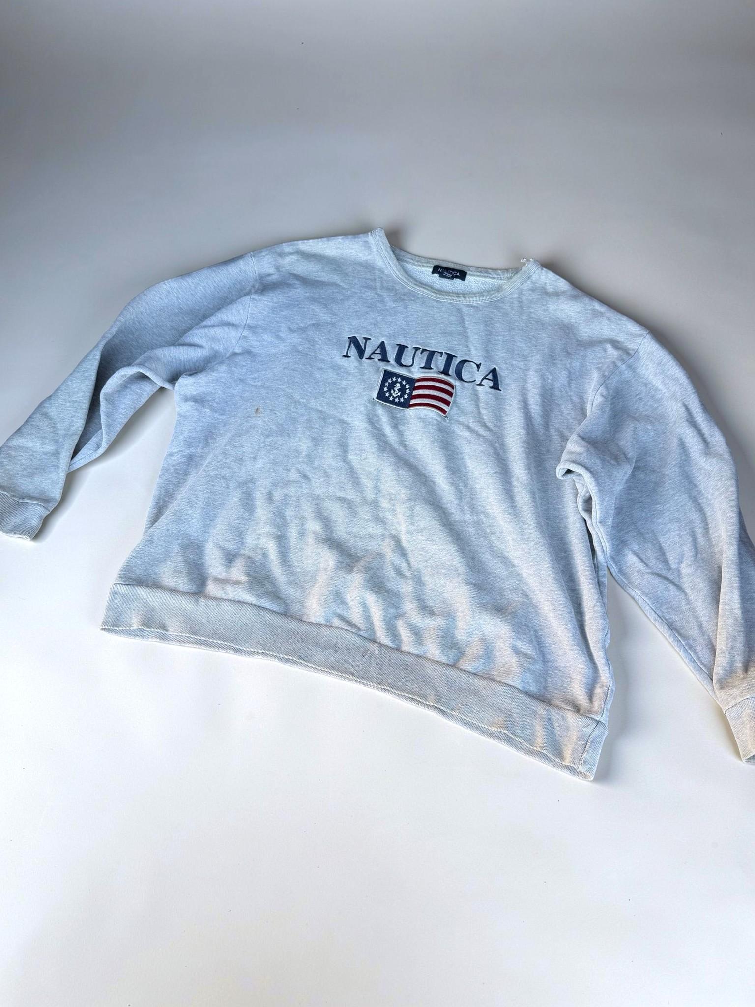 Nautica Grey Flag Crewneck Sweatshirt (Size XXL)