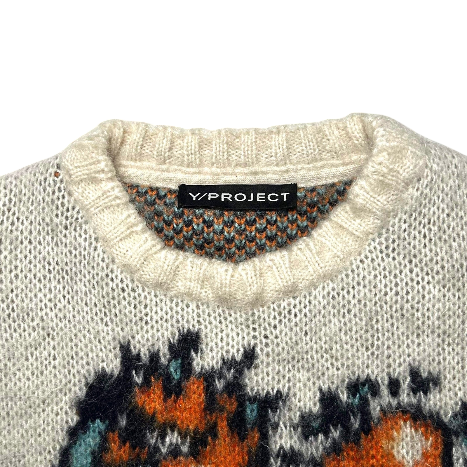 Y/Project White Jacquard Motif Mohair Sweatshirt (Fits XXL) thumbnail 3