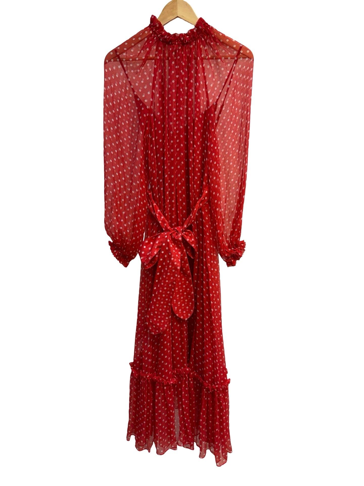 Zimmermann Red Polka Dot Silk Dress 1 BNWT thumbnail 2