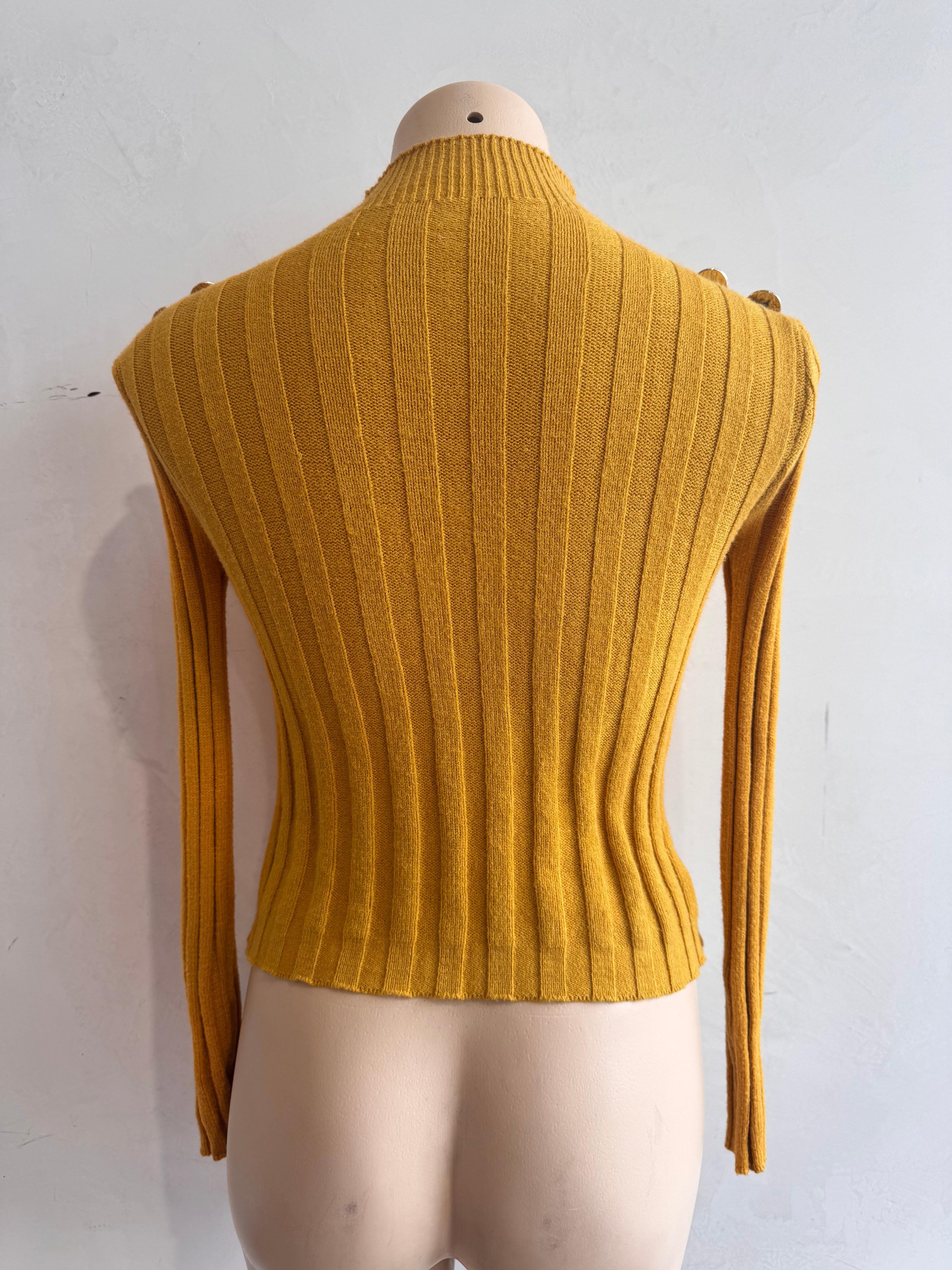 Turtleneck knit top with button details - Size S - Gold thumbnail 6