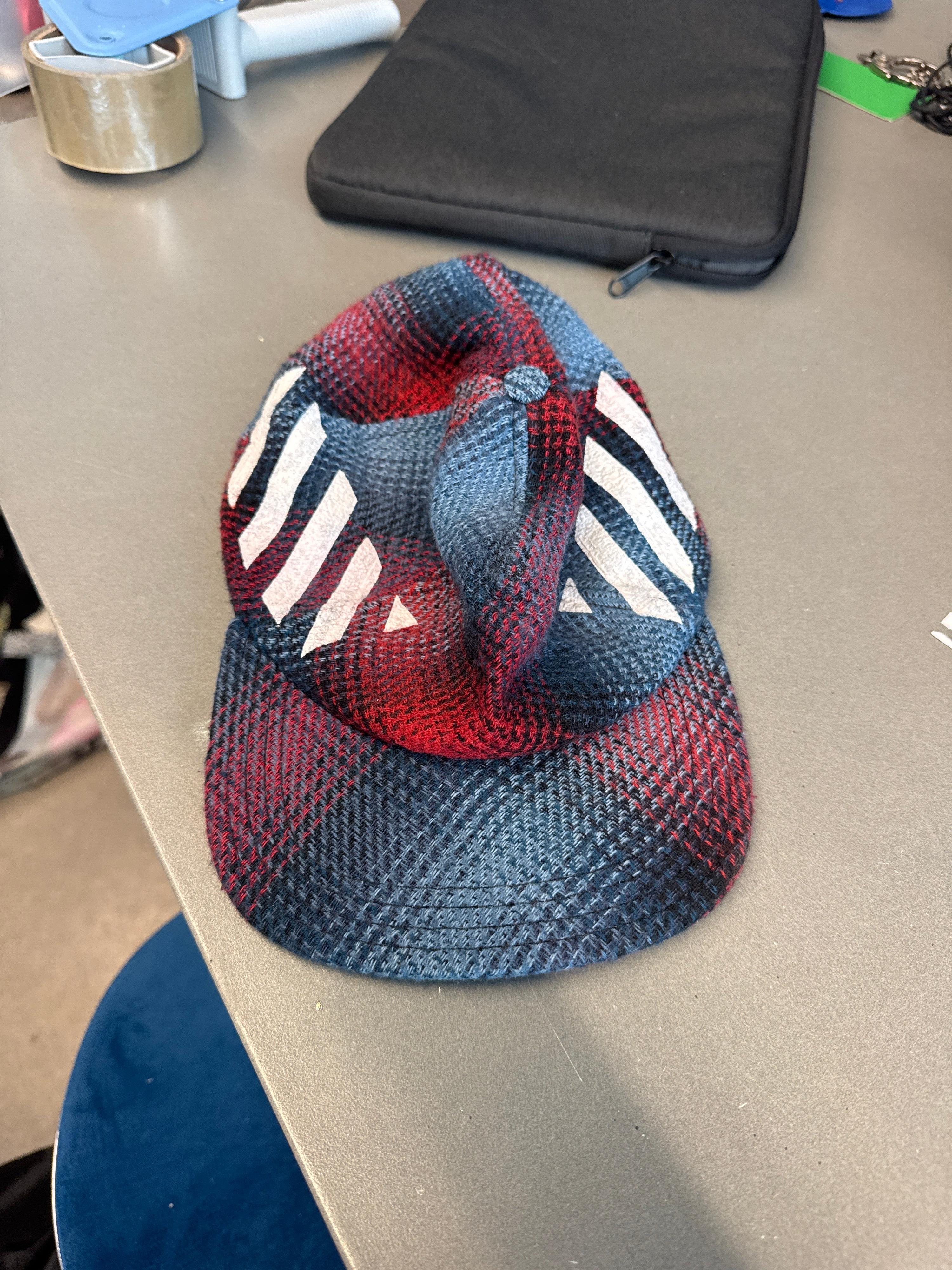 Off-White Diagonal Check Cap Red/Blue