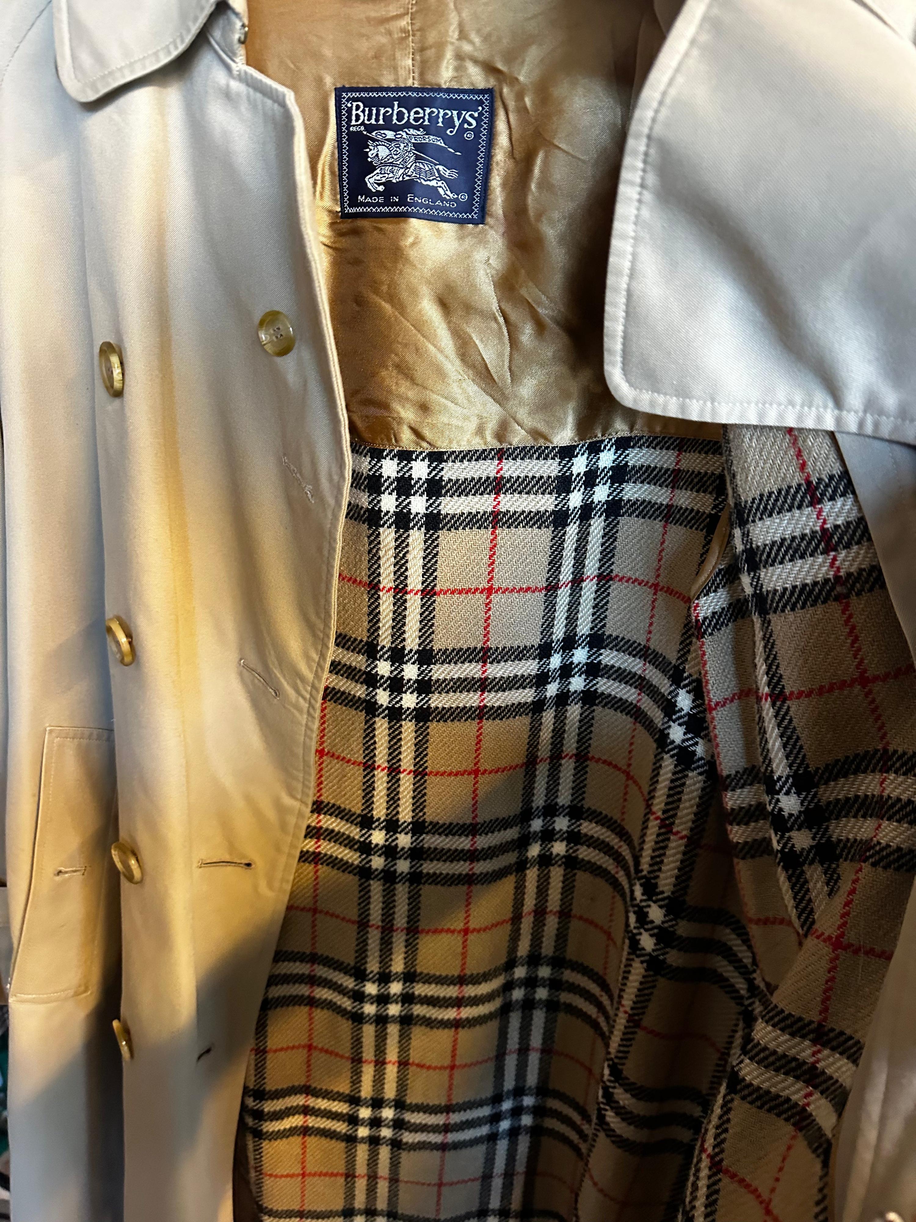 Burberry Vintage Womens Made In England Double-Breasted Trench Coat Beige (As Is) (Fits S-M Womens) thumbnail 2