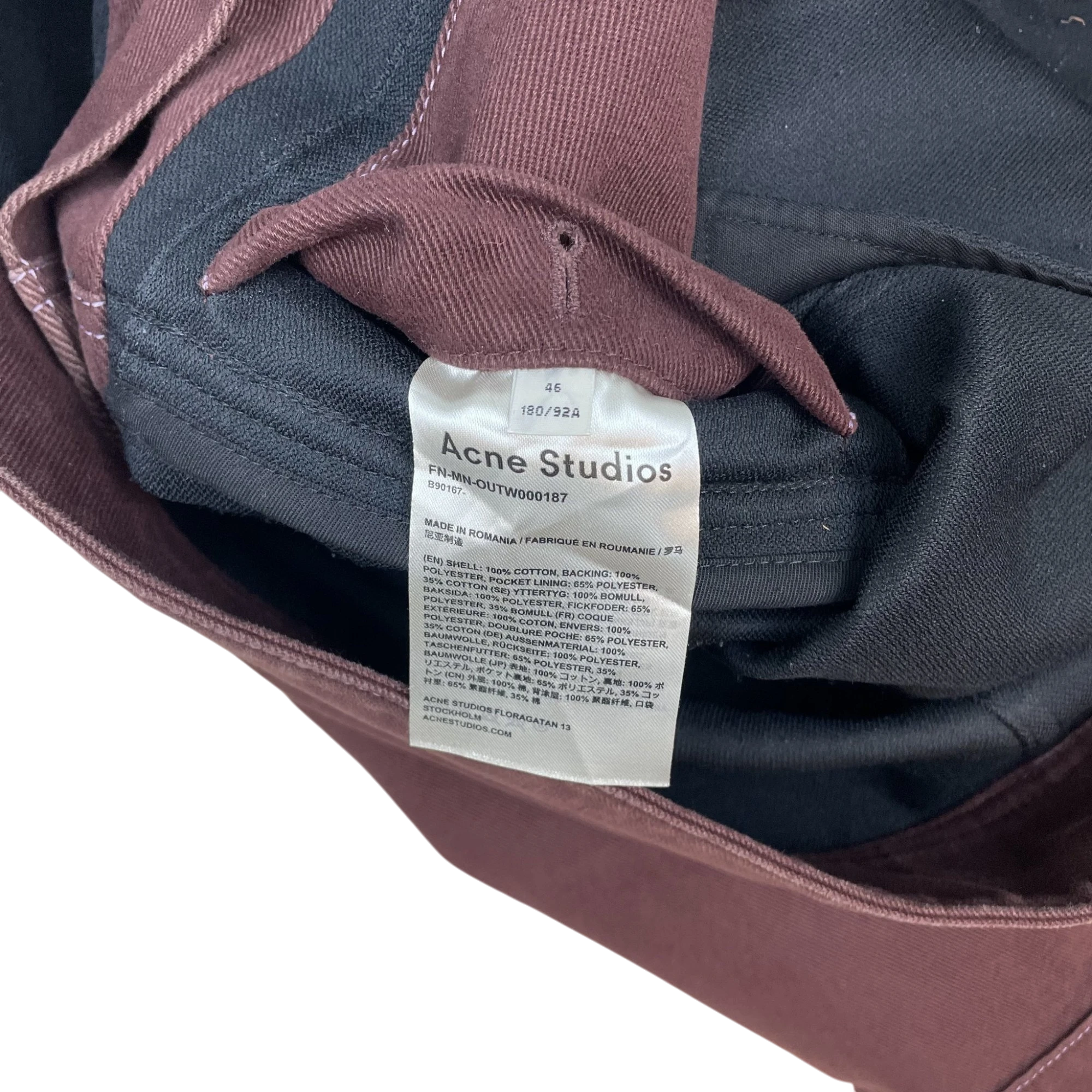 Acne Studios AW19 Cotton Twill Trucker Jacket Brick Red/Burgundy (Size 46/S) thumbnail 5