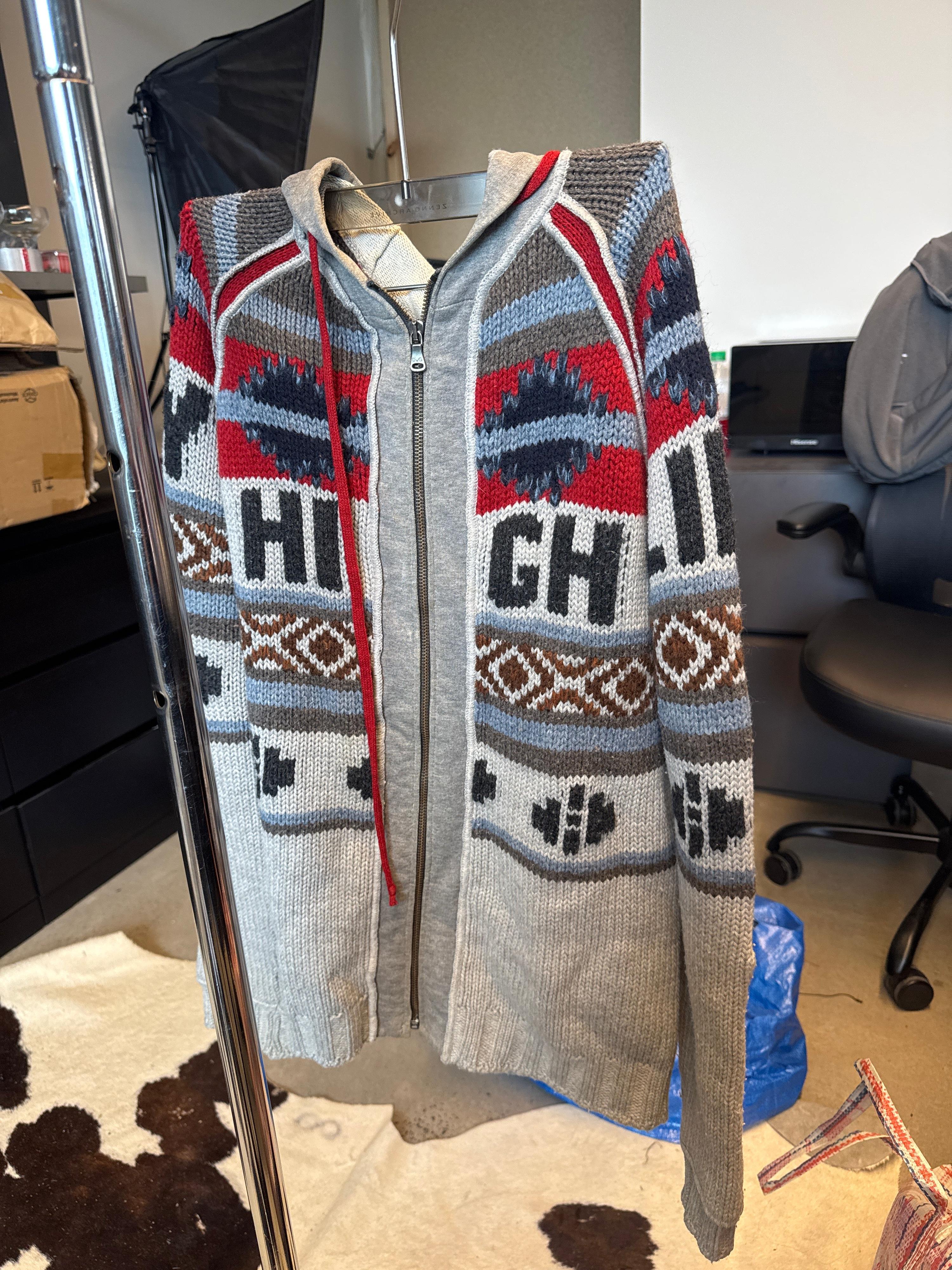 Dolce & Gabbana AW2004 ‘High Like An Eagle’ Wool Knit Hooded Zip-Up Sweatshirt (Size L)