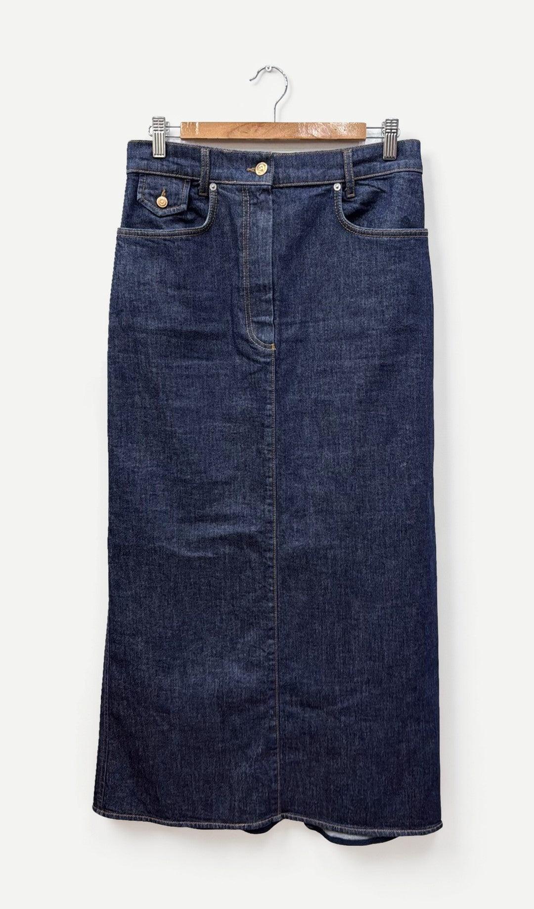 Scanlan Theodore Dark Indigo Denim Maxi Skirt