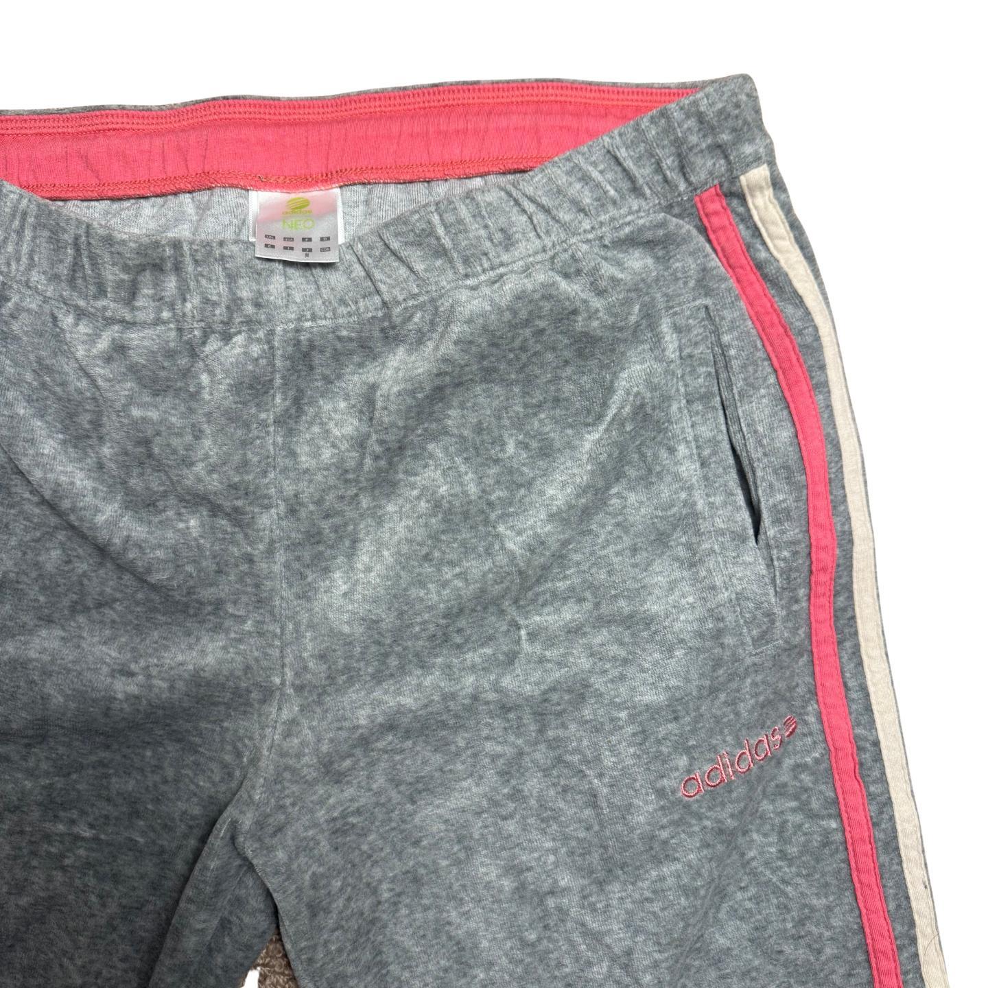 Grey low waisted Adidas Velour Track Pants thumbnail 3