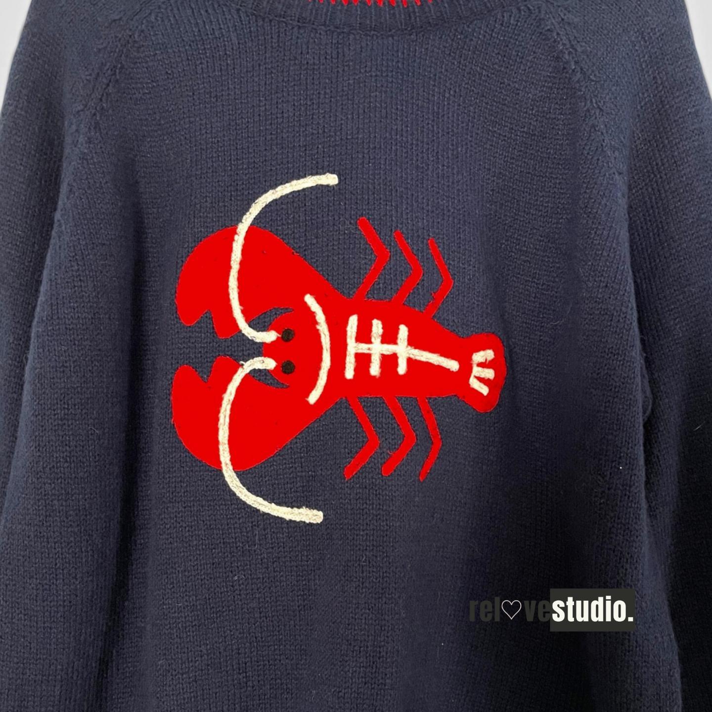 PAPER HEART RED STITCHED LOBSTER EMBROIDERED KNIT  thumbnail 3