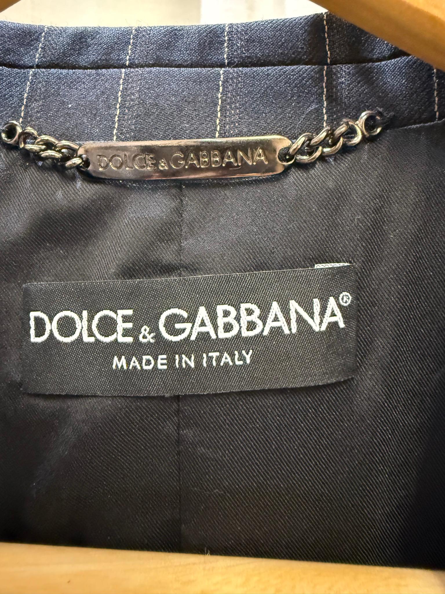 Dolce & Gabbana Black Pinstripe Wool Blazer 46 thumbnail 3