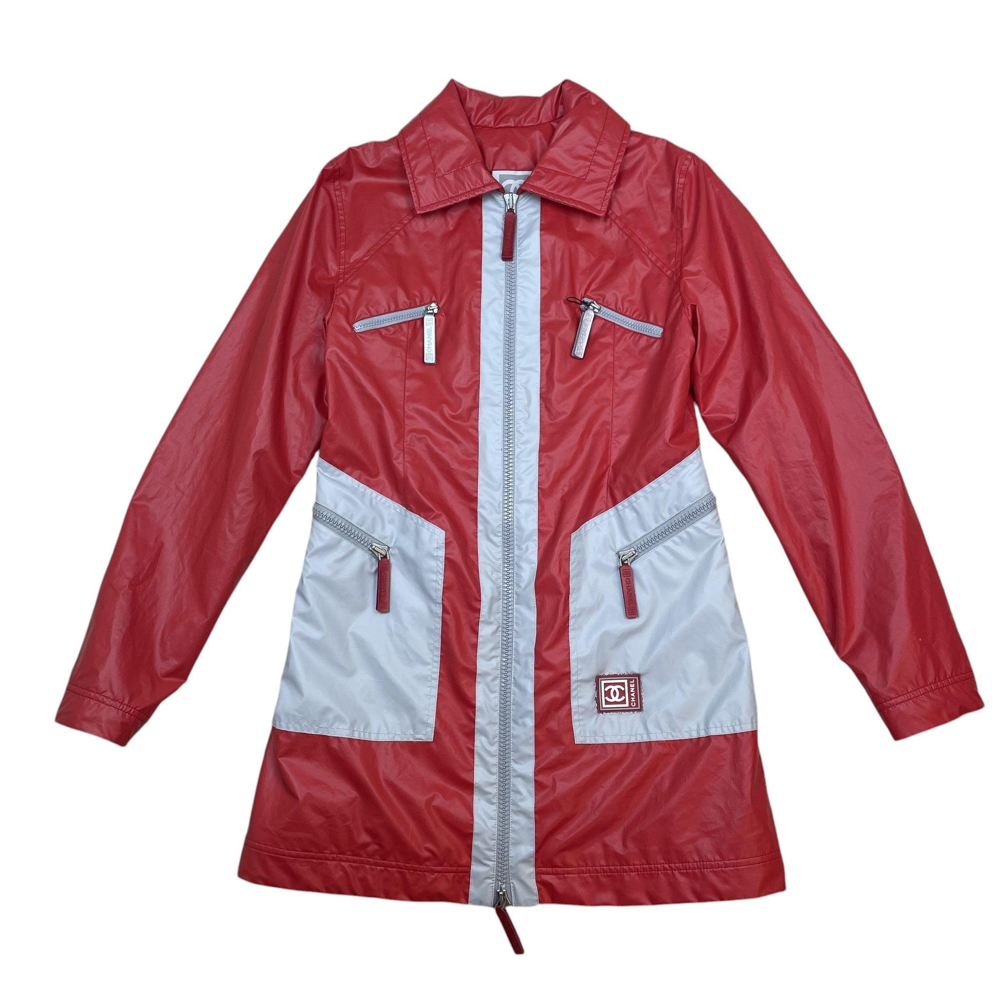 Chanel Sport 90s Poly Rain Coat Red (Size 40)
