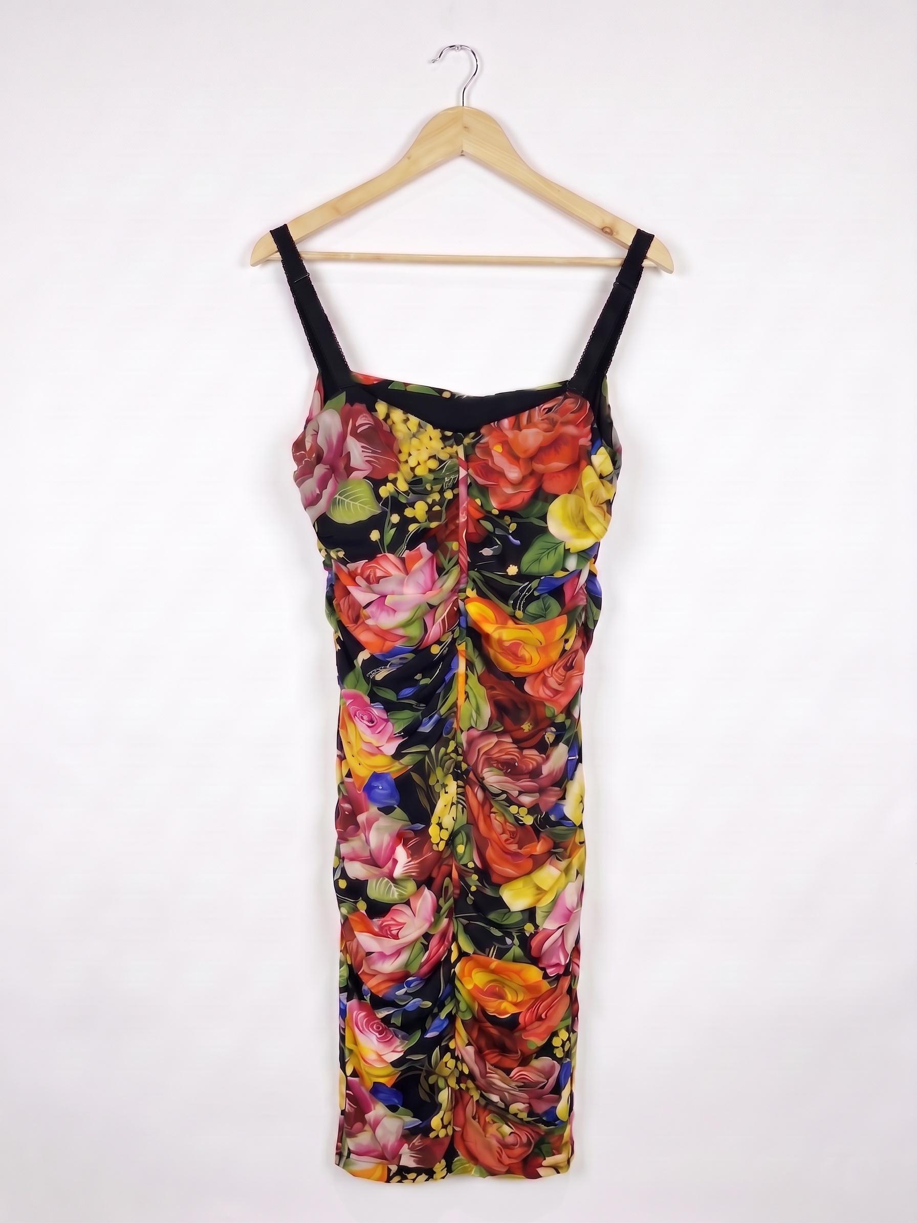 Dolce & Gabbana Black Floral Bodycon Dress XL thumbnail 6