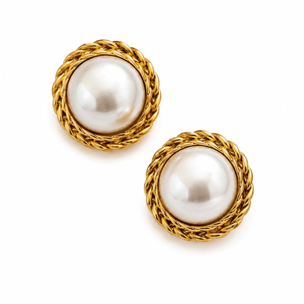Beautiful Earth Gold Pearl Stud Earrings