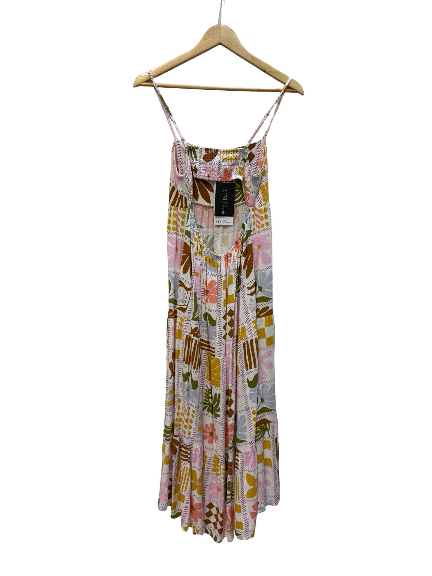 Paper Heart Linen Blend Patchwork Floral Midi Dress 10 thumbnail 2