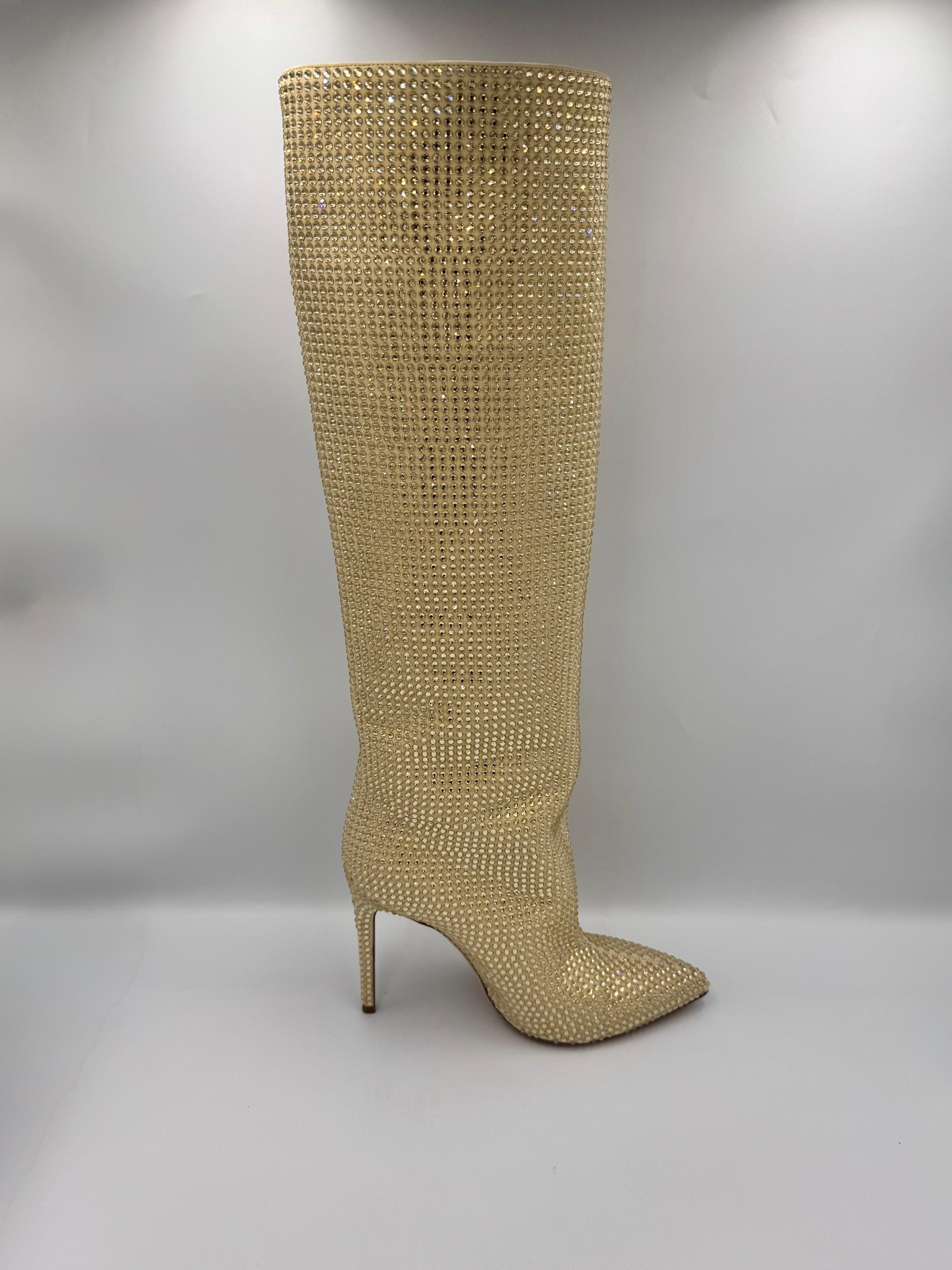 PARIS TEXAS Gold Rhinestone Boots Size 38.5 thumbnail 10