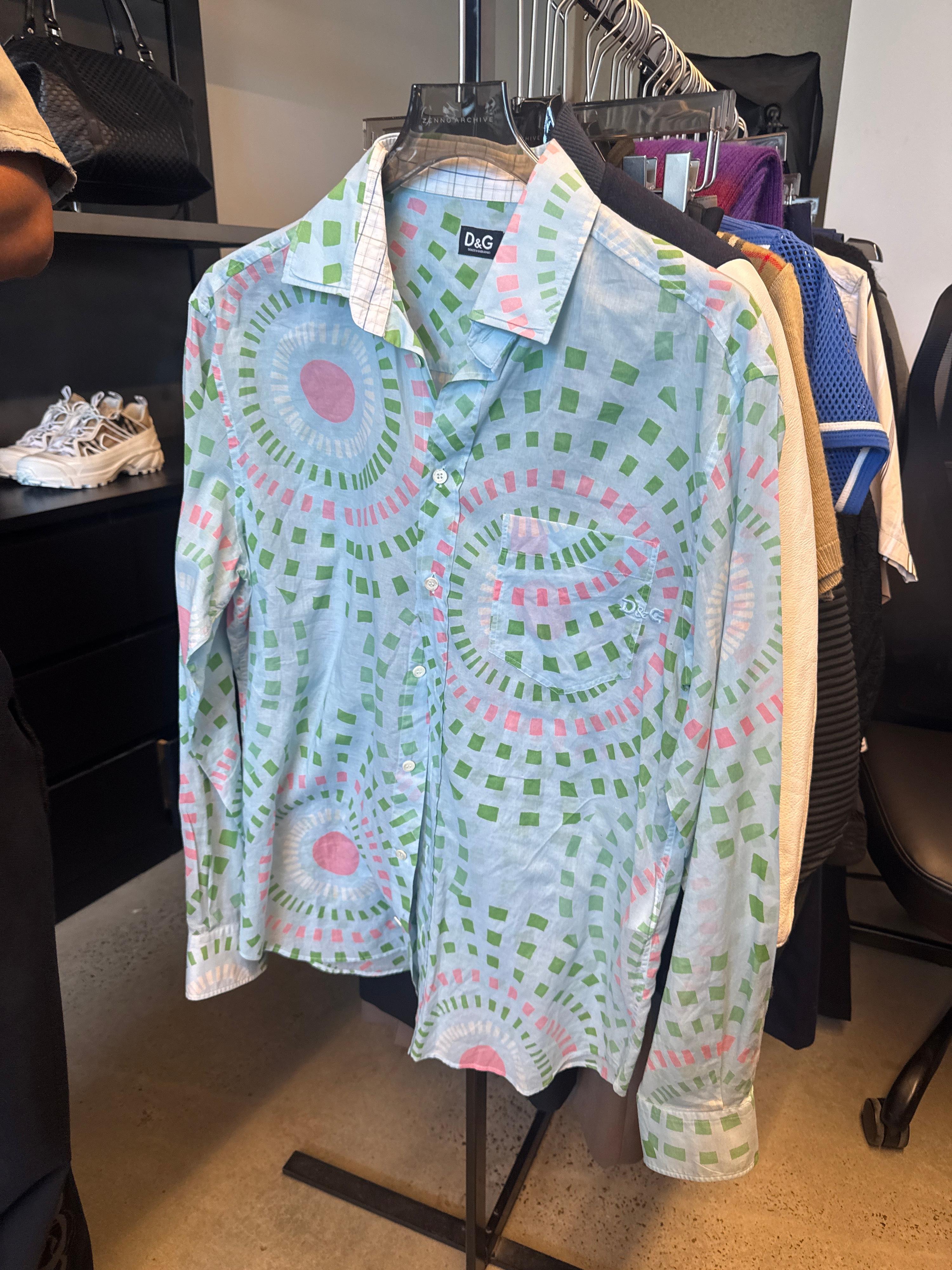 Dolce & Gabbana Patterned Shirt Light Blue (Size 50/L)
