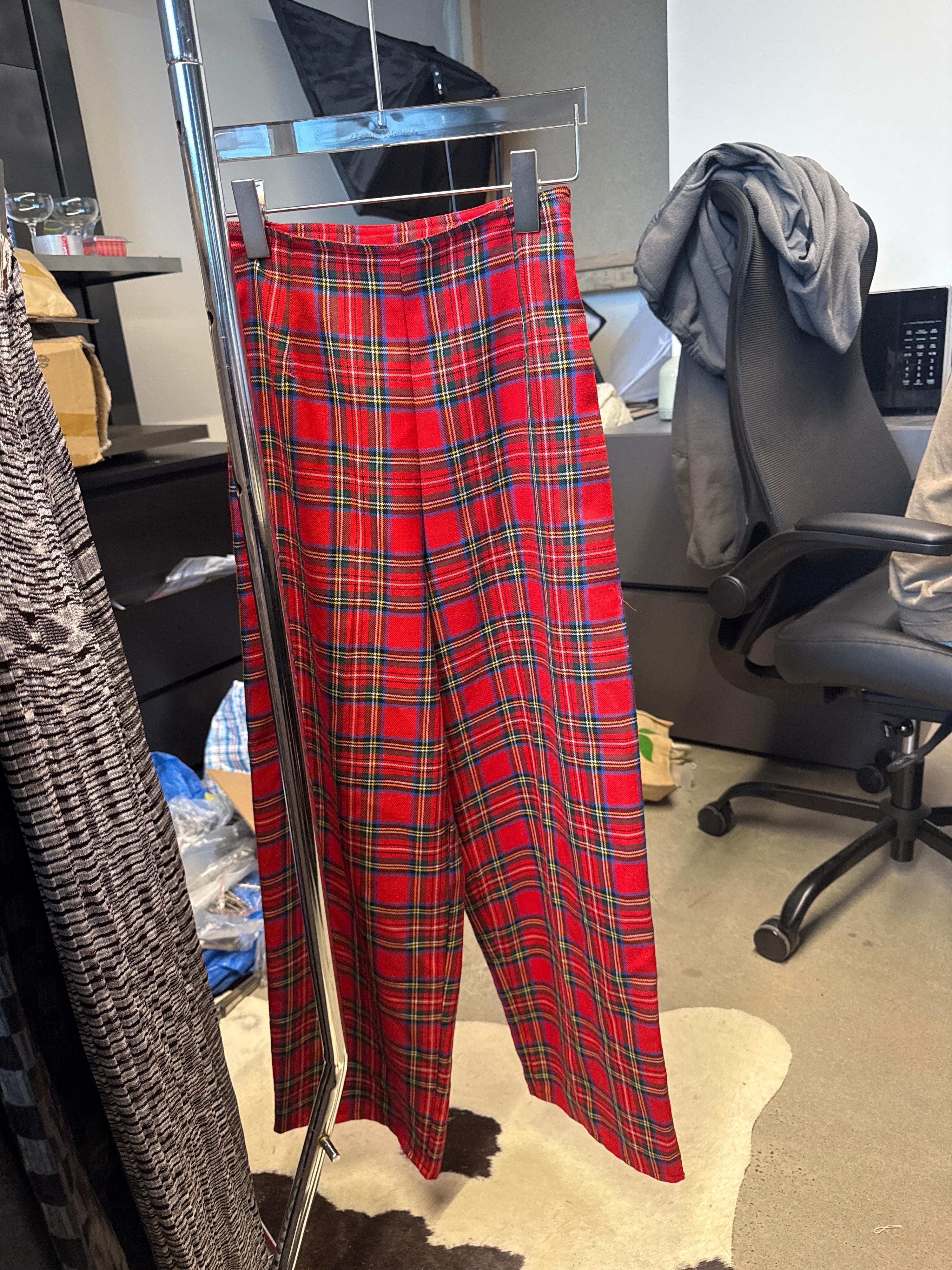 Junior Gaultier Wool Tartan Trousers Red (Size 40)