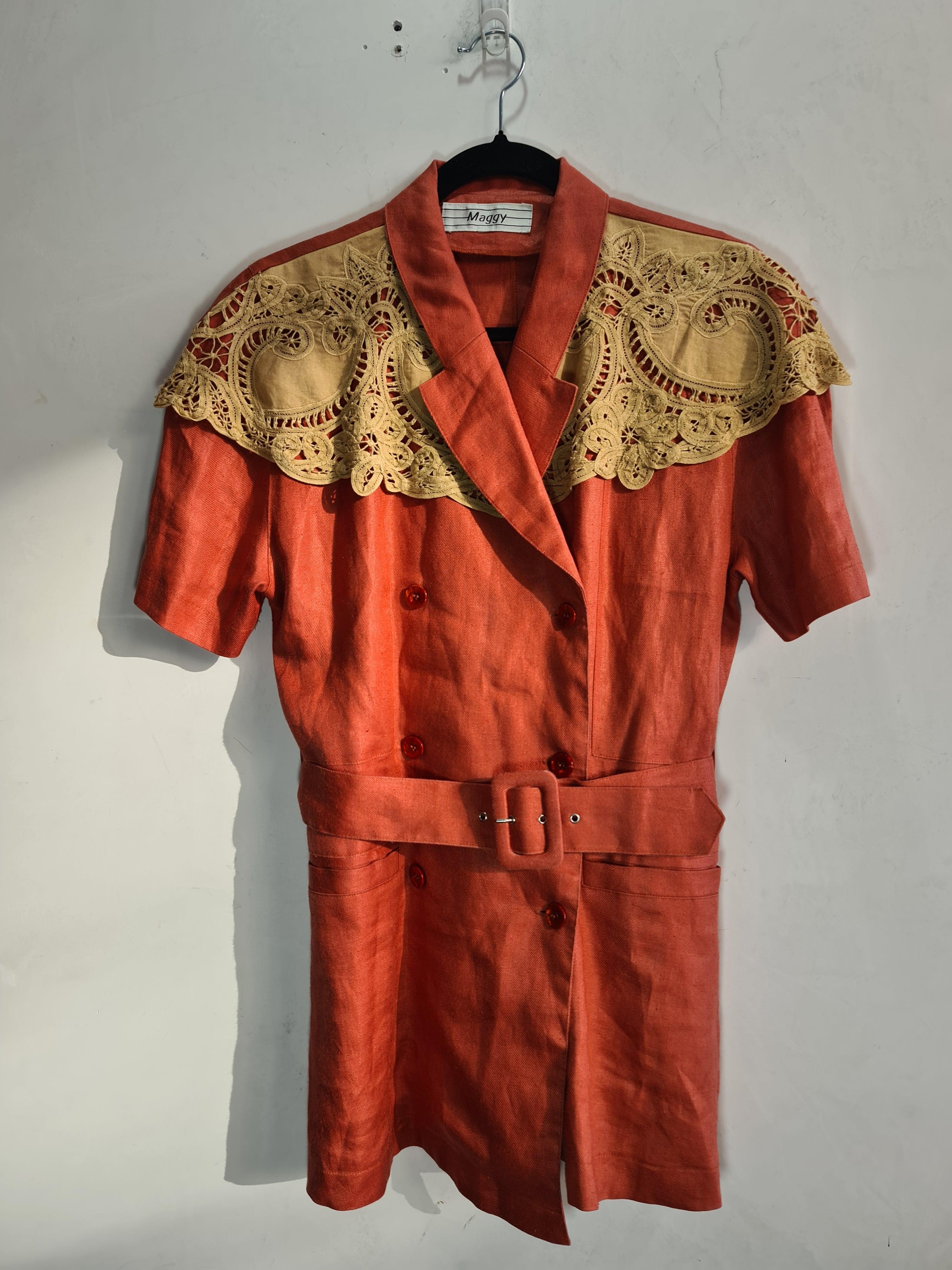 Vintage Maggy Terracotta Jacket with Belt - size M thumbnail 2