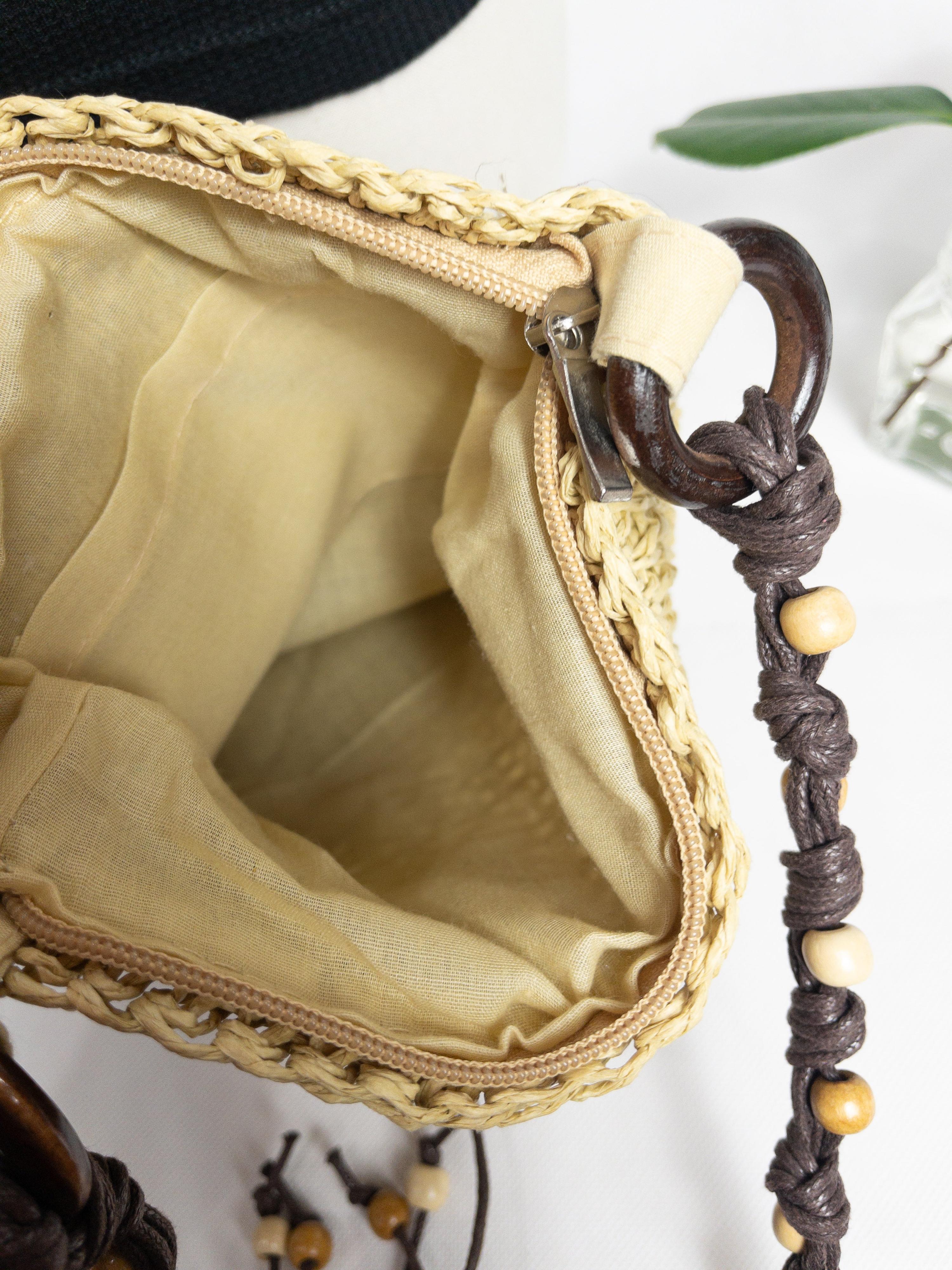 Natural Straw Crossbody Bag with Wooden Beads thumbnail 5
