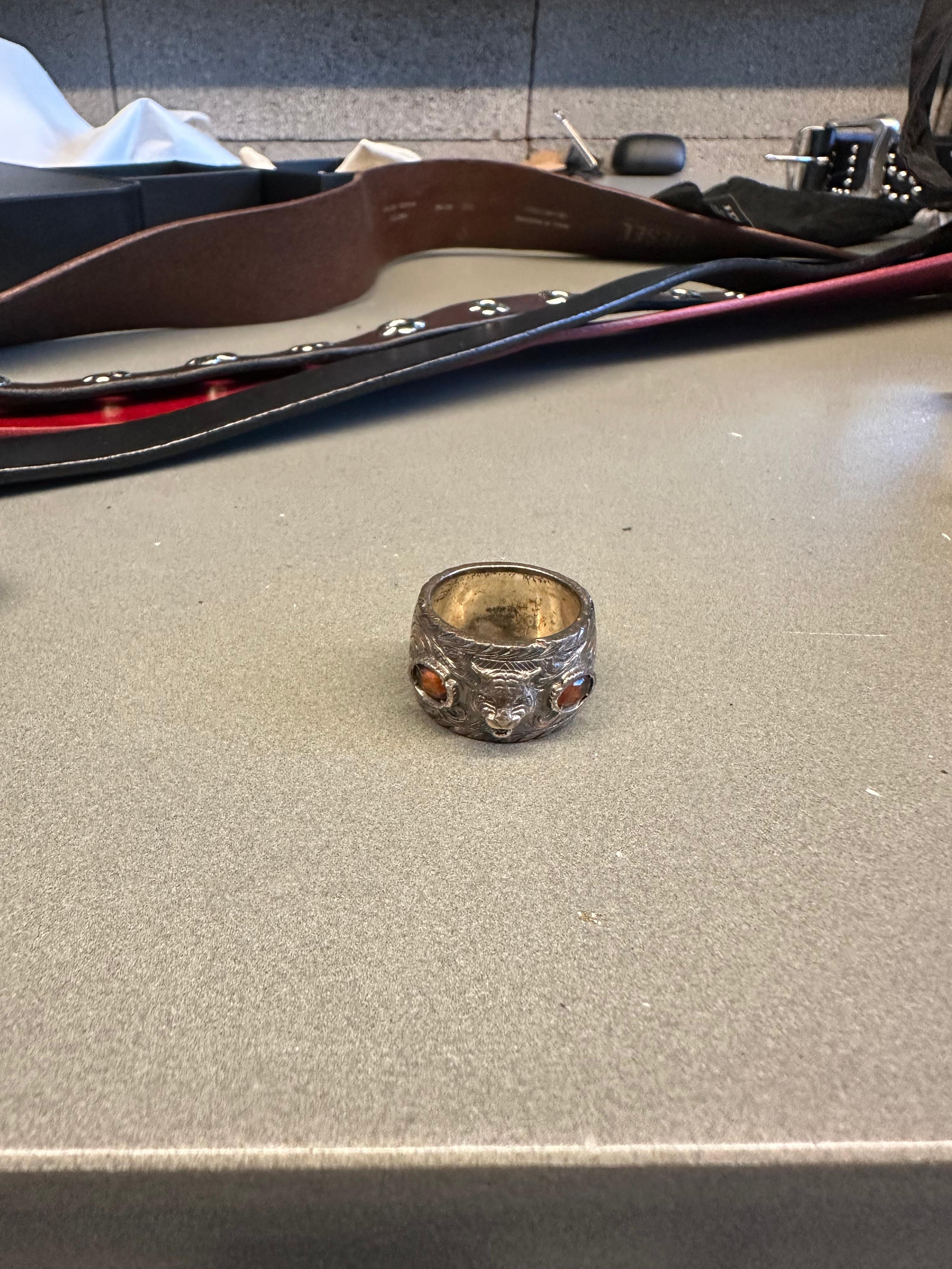 Gucci Feline 925 Silver Ring (Size 18)