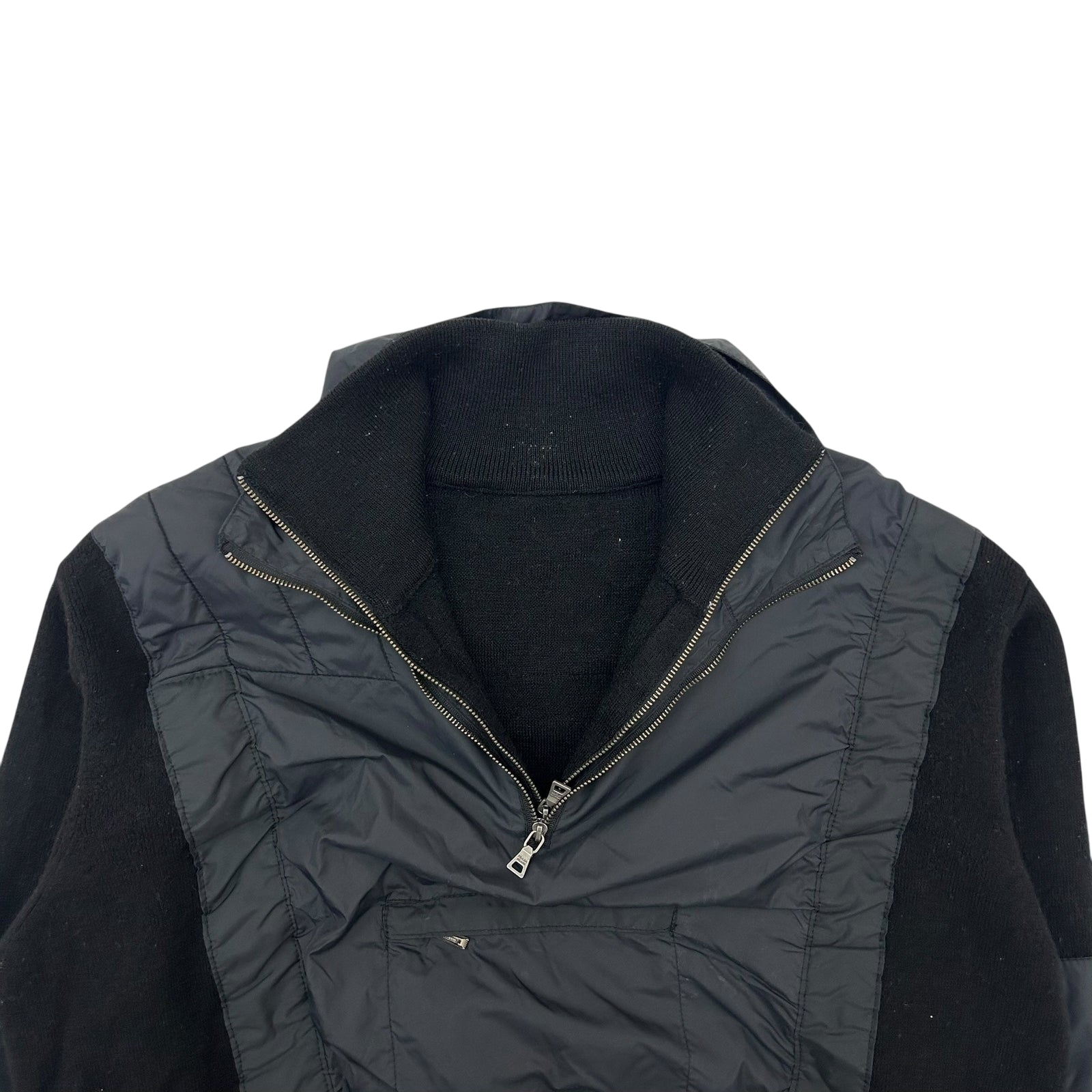 Vintage Prada Sport Layered Wool Nylon Zip Knit Sweatshirt (Fits M) thumbnail 3