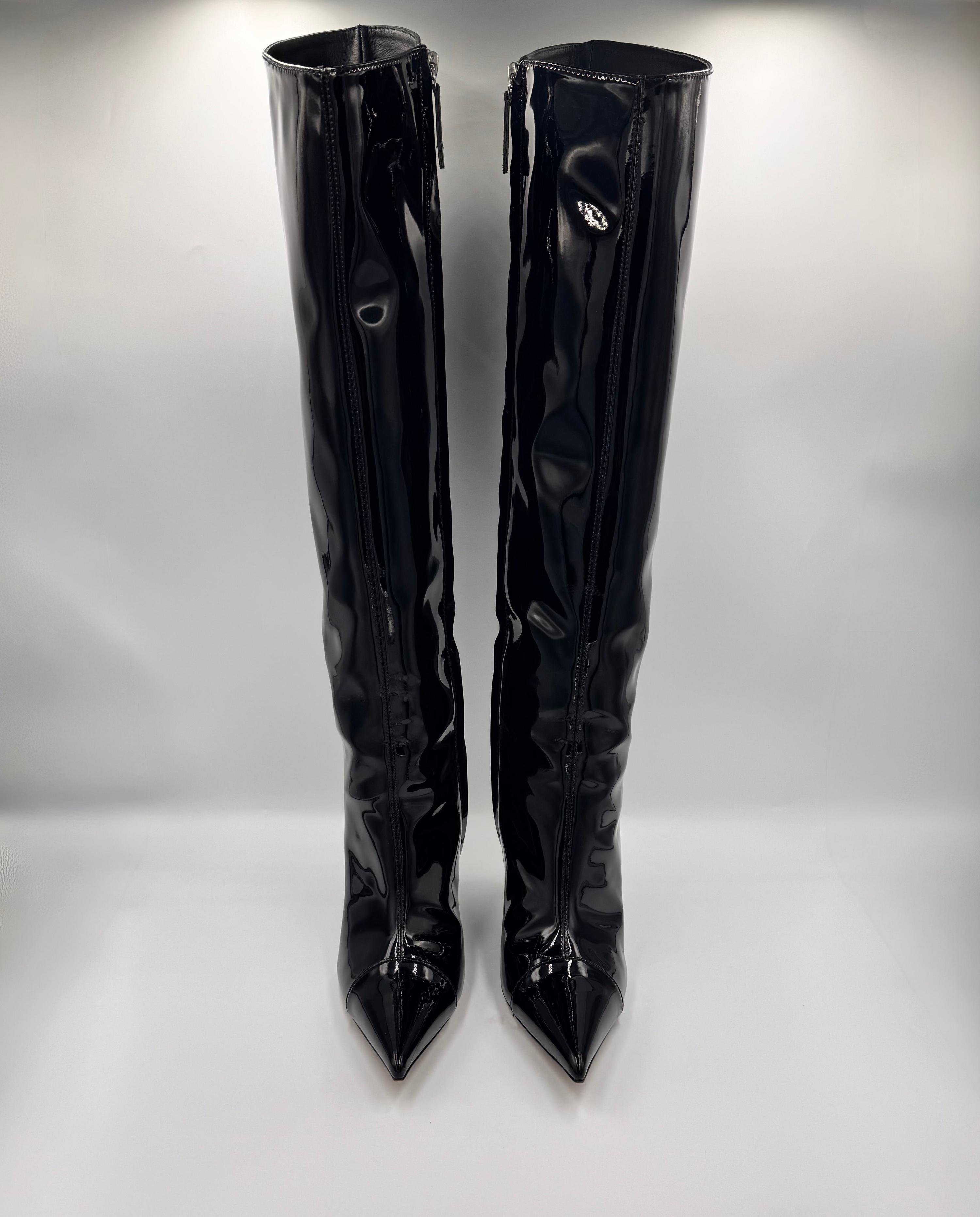 ALEXANDRE VAULTHIER Black Patent Knee-High Boots size 38.5 thumbnail 2