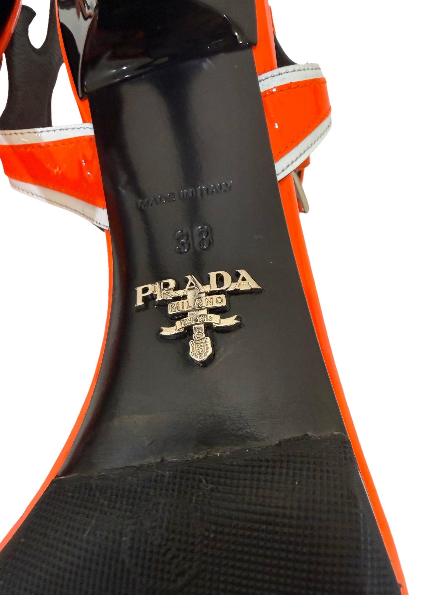 Prada Neon Orange Flame Sandal 38 thumbnail 5