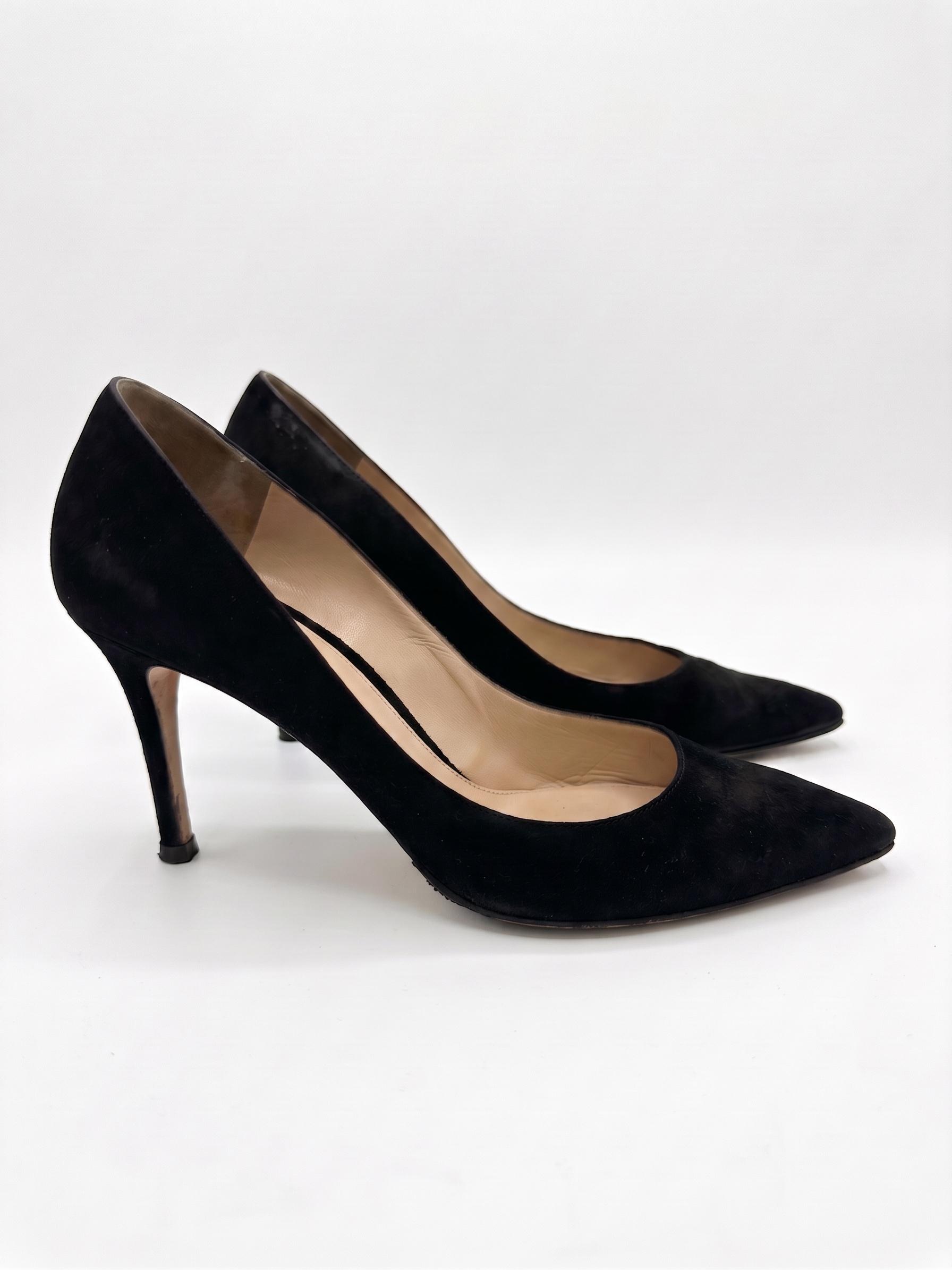 Gianvito Rossi Black Suede Heels 38