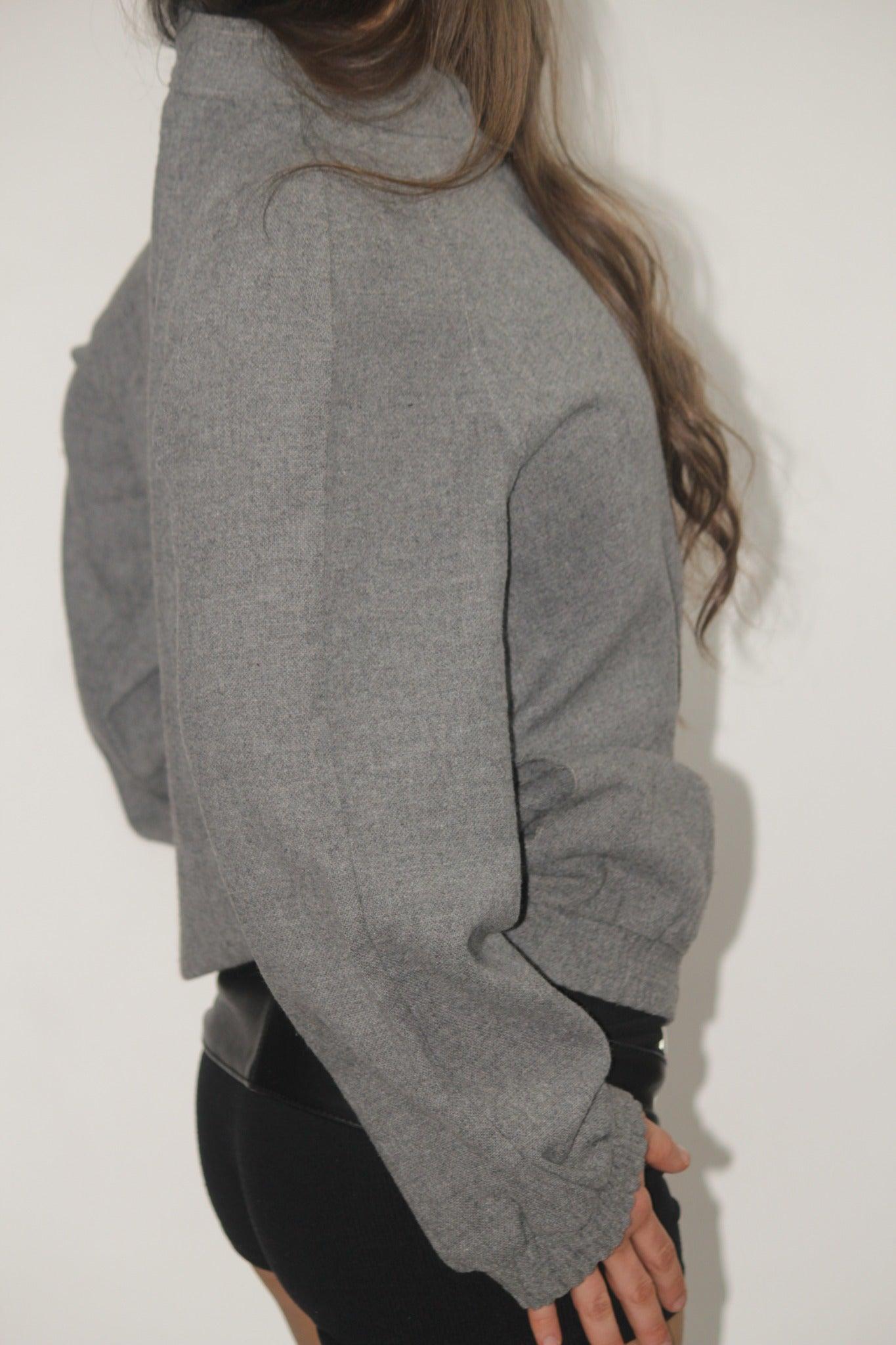 Grey Wool Zip-Up Jacket thumbnail 2