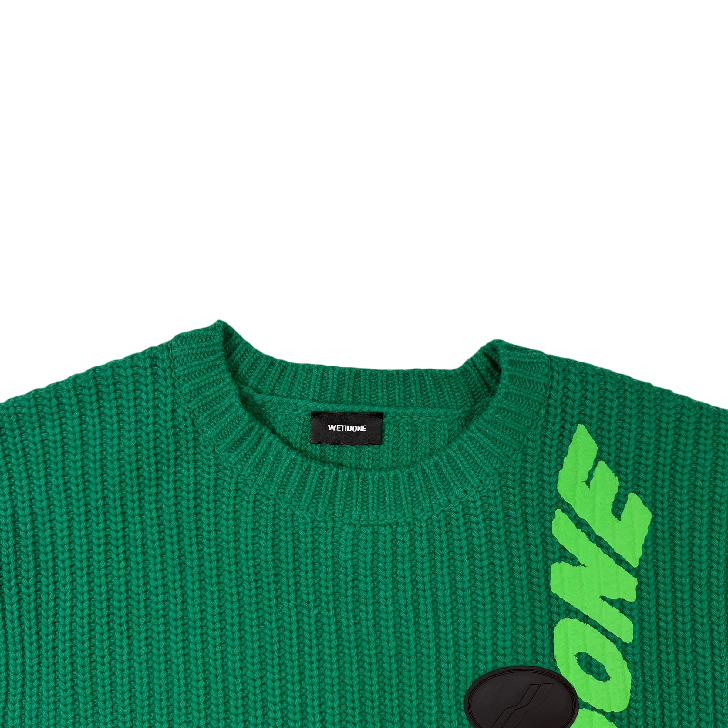 We11done Ribbed Wool Multi-Logo Square Knit Vest Green (Size L) thumbnail 3