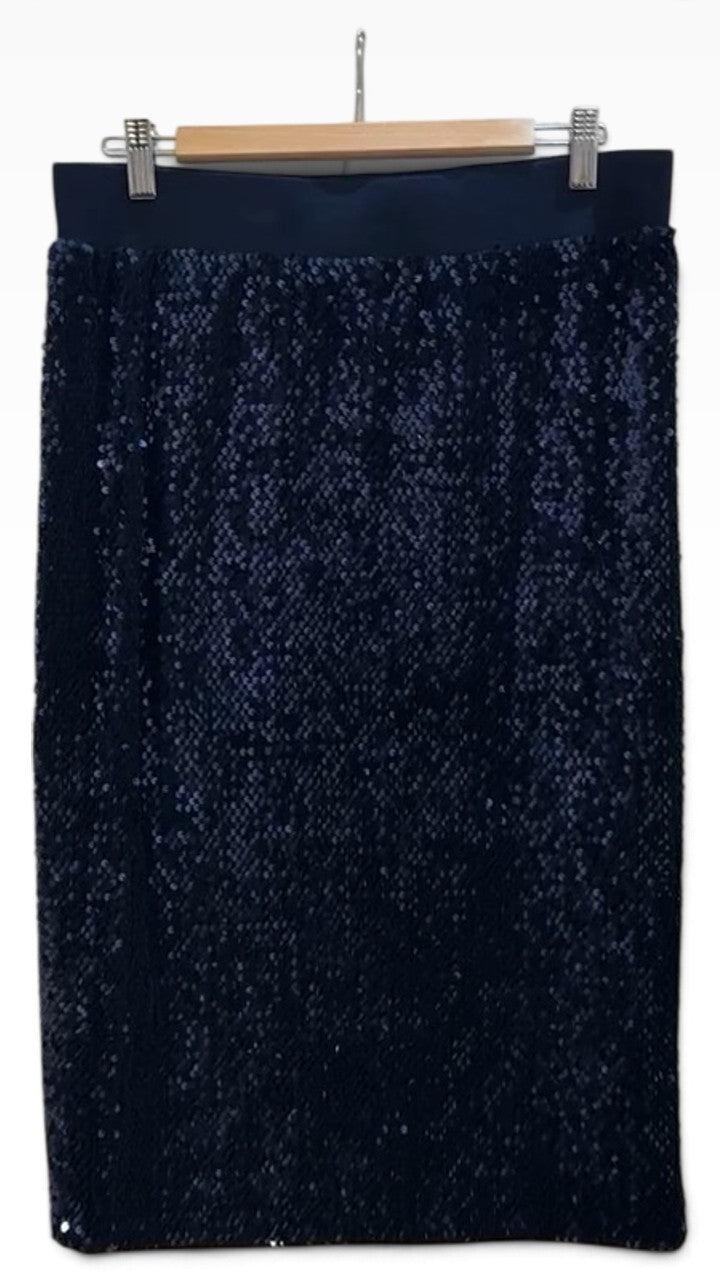 Blue Illusion Navy Sequin Skirt M