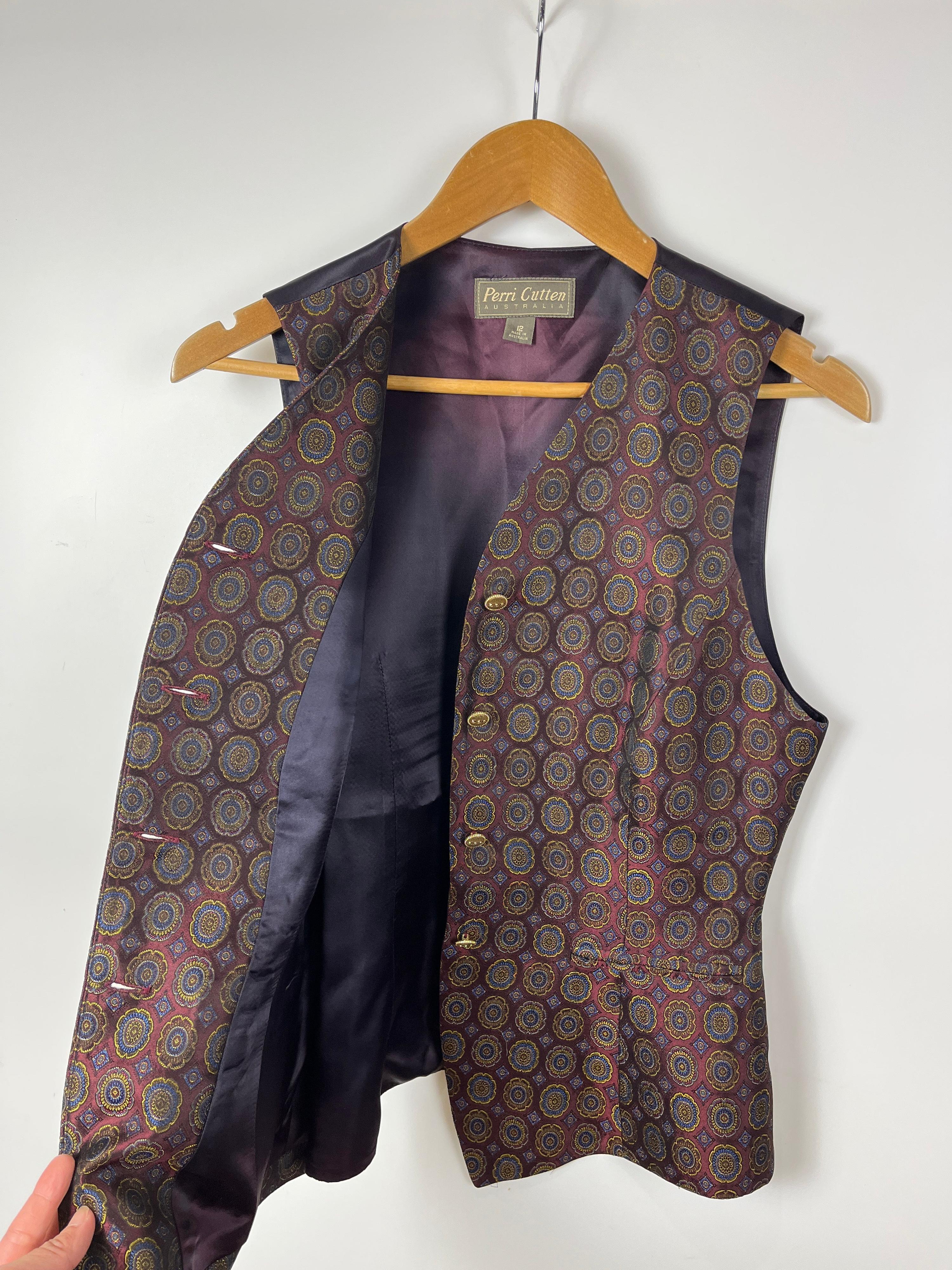 Vintage PERRI CUTTEN Brocade Vest Size 12 thumbnail 4