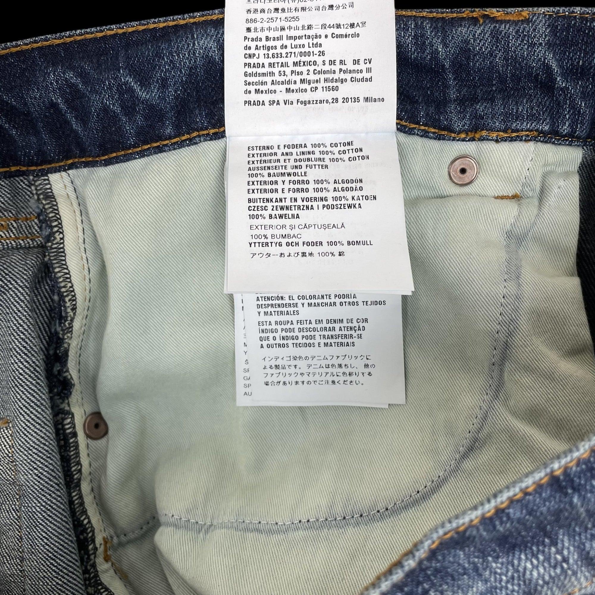 Prada Triangle Plaque Logo Jeans Washed Blue (Size 35”) thumbnail 5