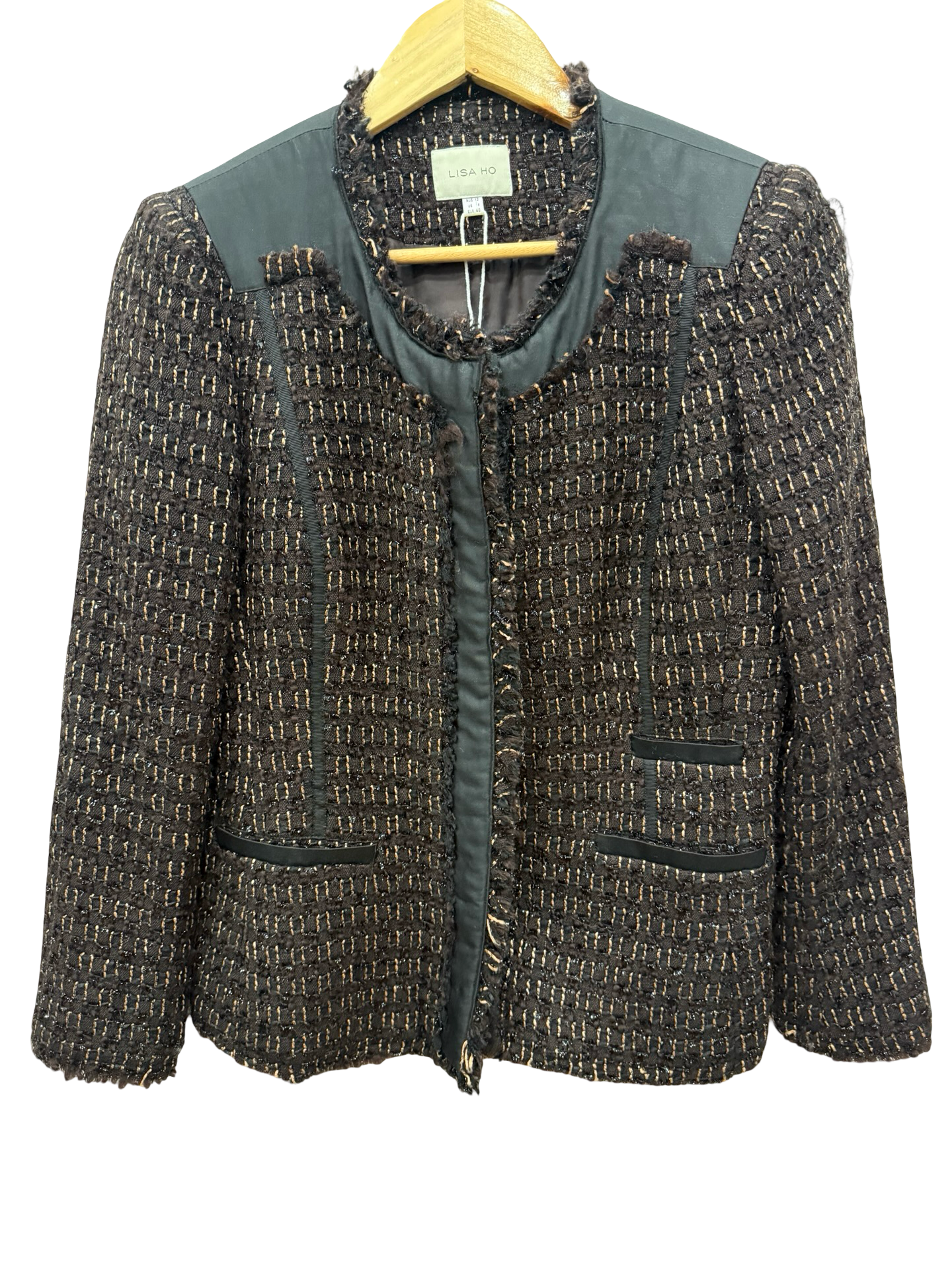 Lisa Ho Black Tweed Blazer 12