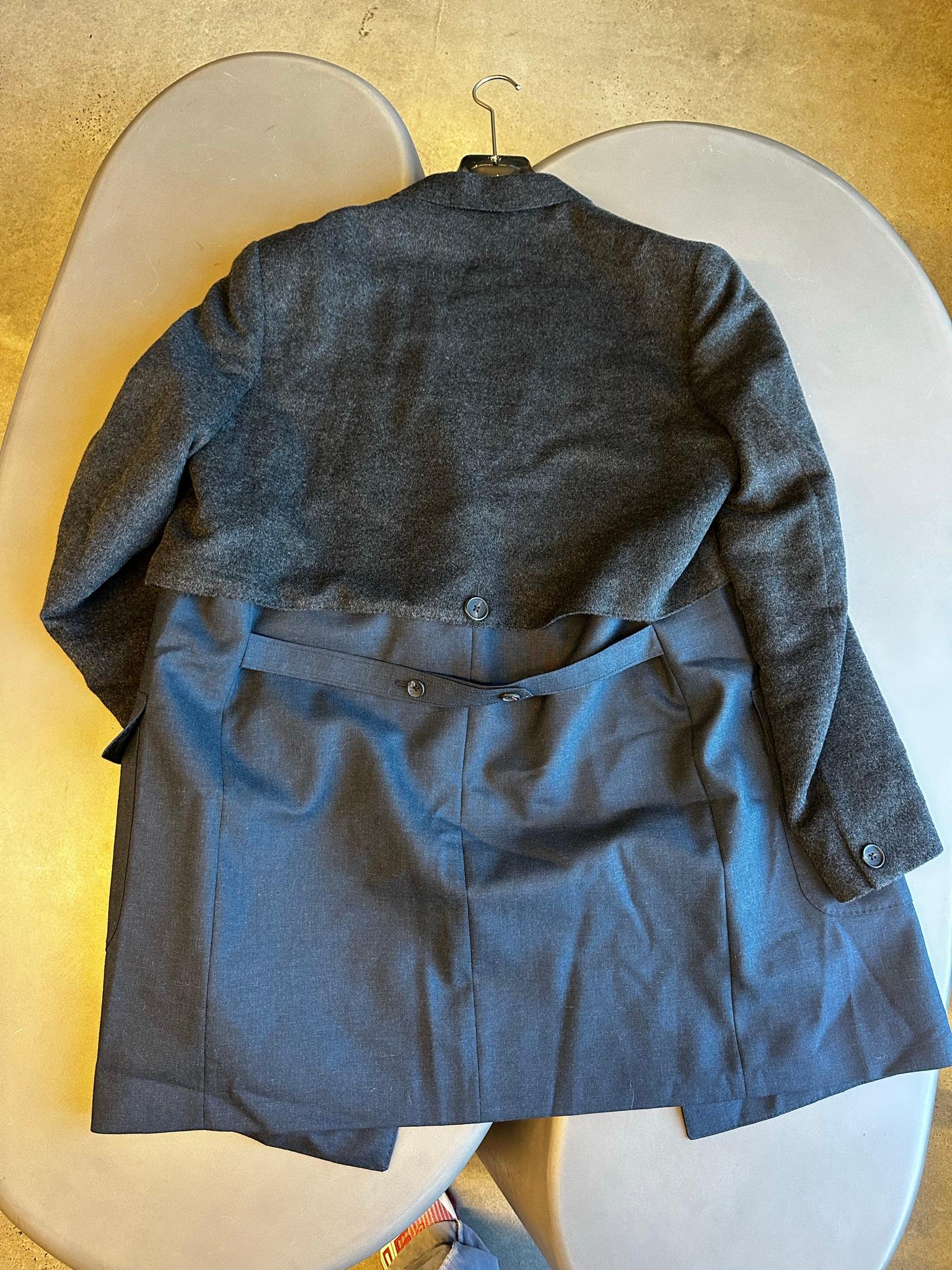 Kolor FW22 Hybrid Wool & Nylon Double-Breasted Overcoat Grey/Navy (Size 4/Fits M-L) thumbnail 6
