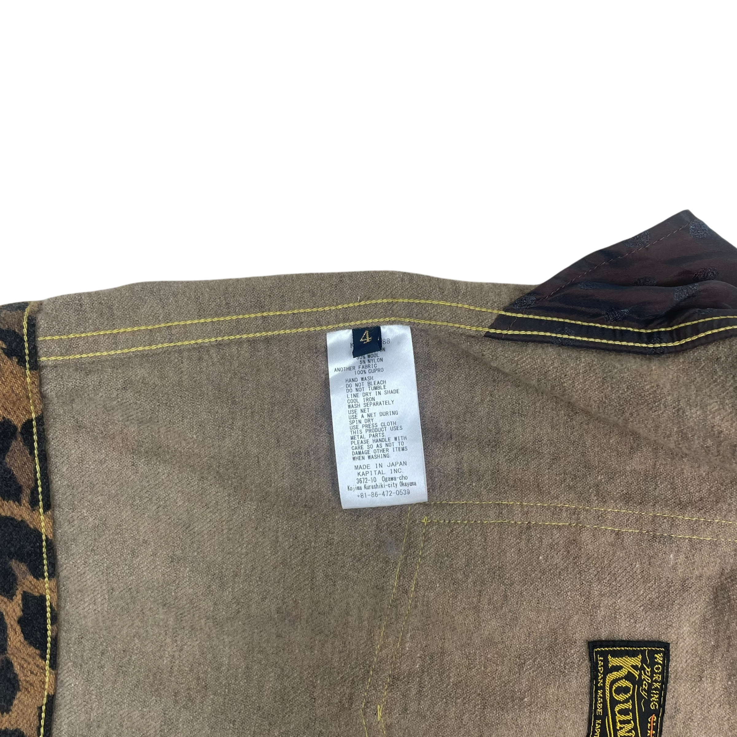 Kapital Kountry Leopard Print Wool Blend Twill Jacket Yellow/Black (Size 4/L-XL) thumbnail 7