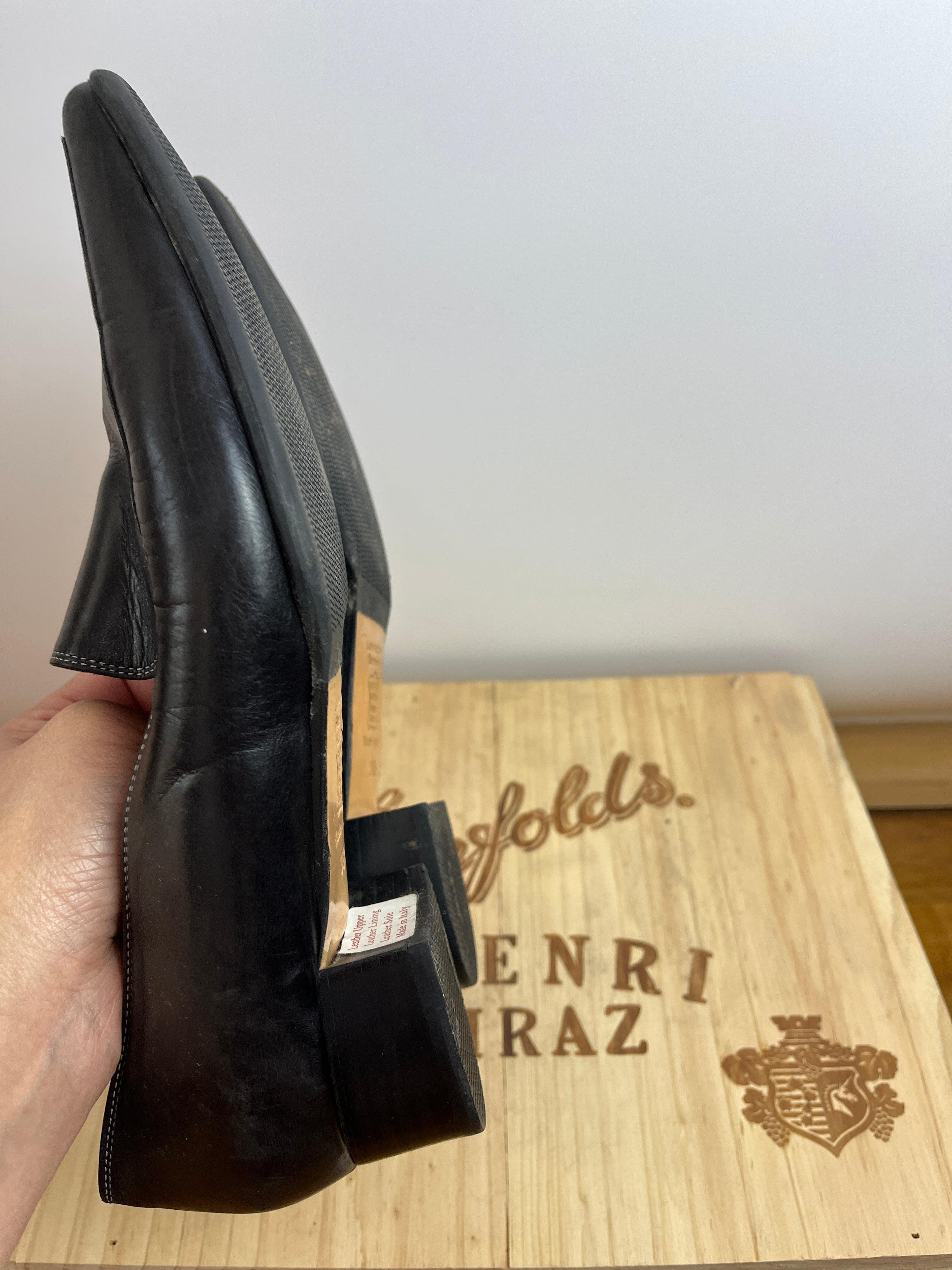 Vintage SACCHETTO TRIMOND Black Leather Mules Size 39.5 thumbnail 7