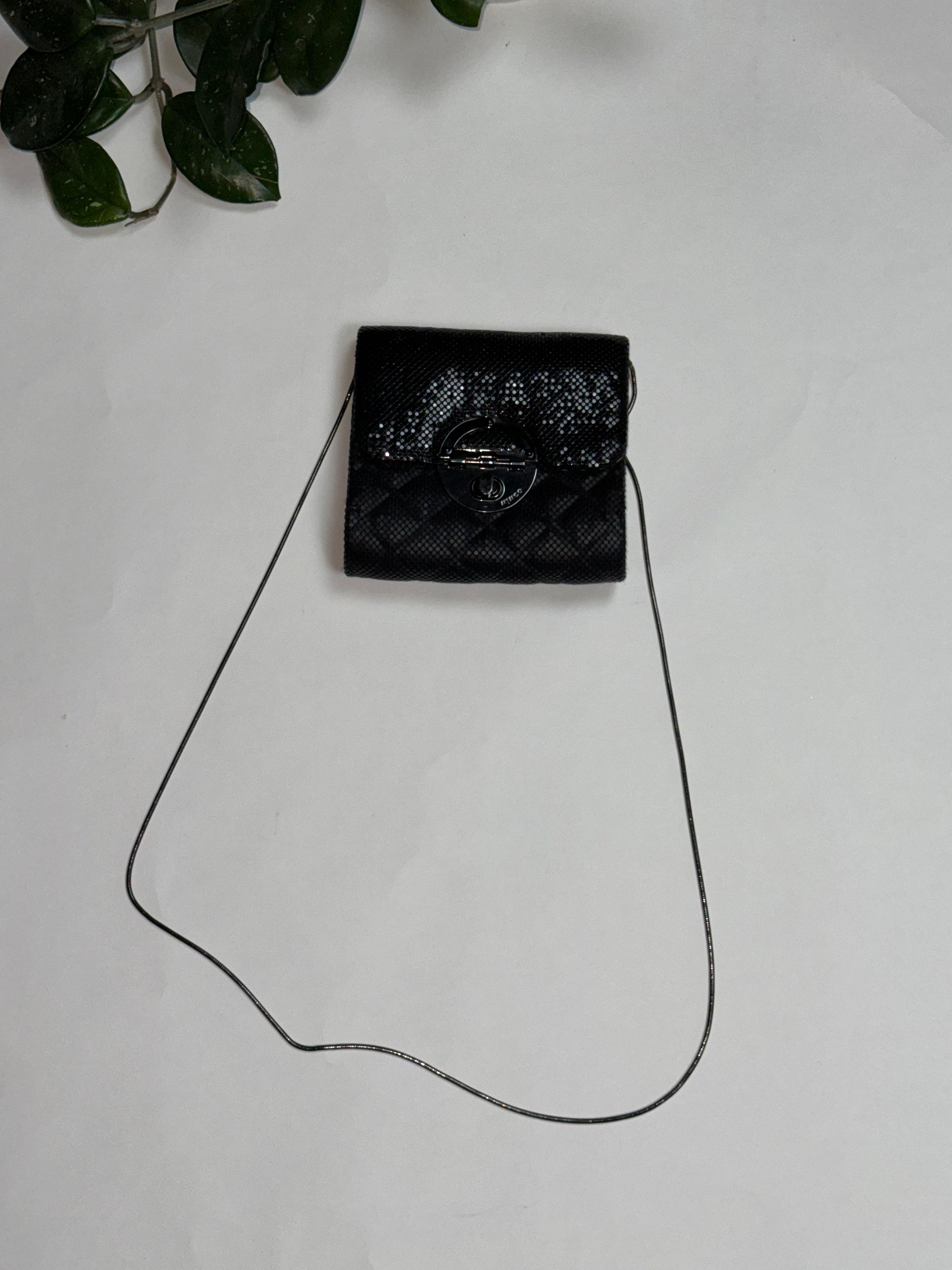 Mimco Black Chainmail Crossbody Bag