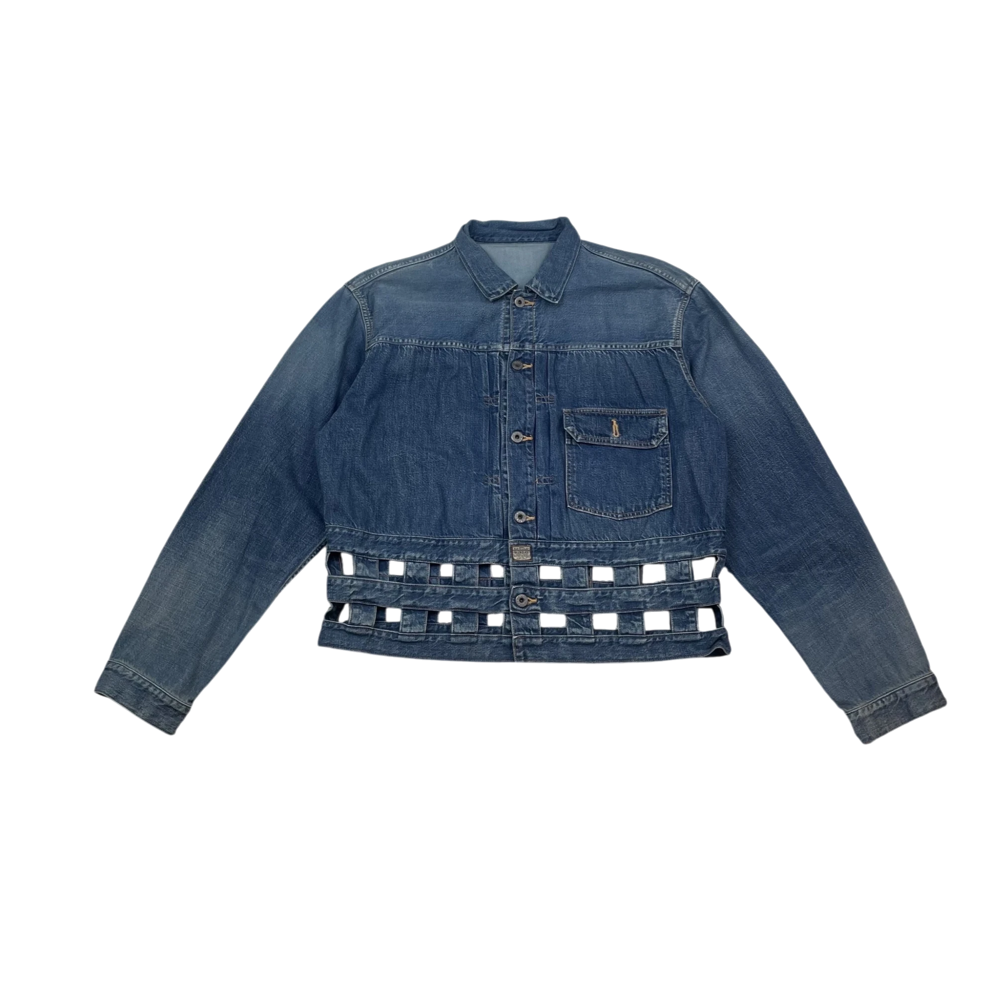Kapital Windowpane 1st Woven Denim Jacket Blue (Size 4/XL)