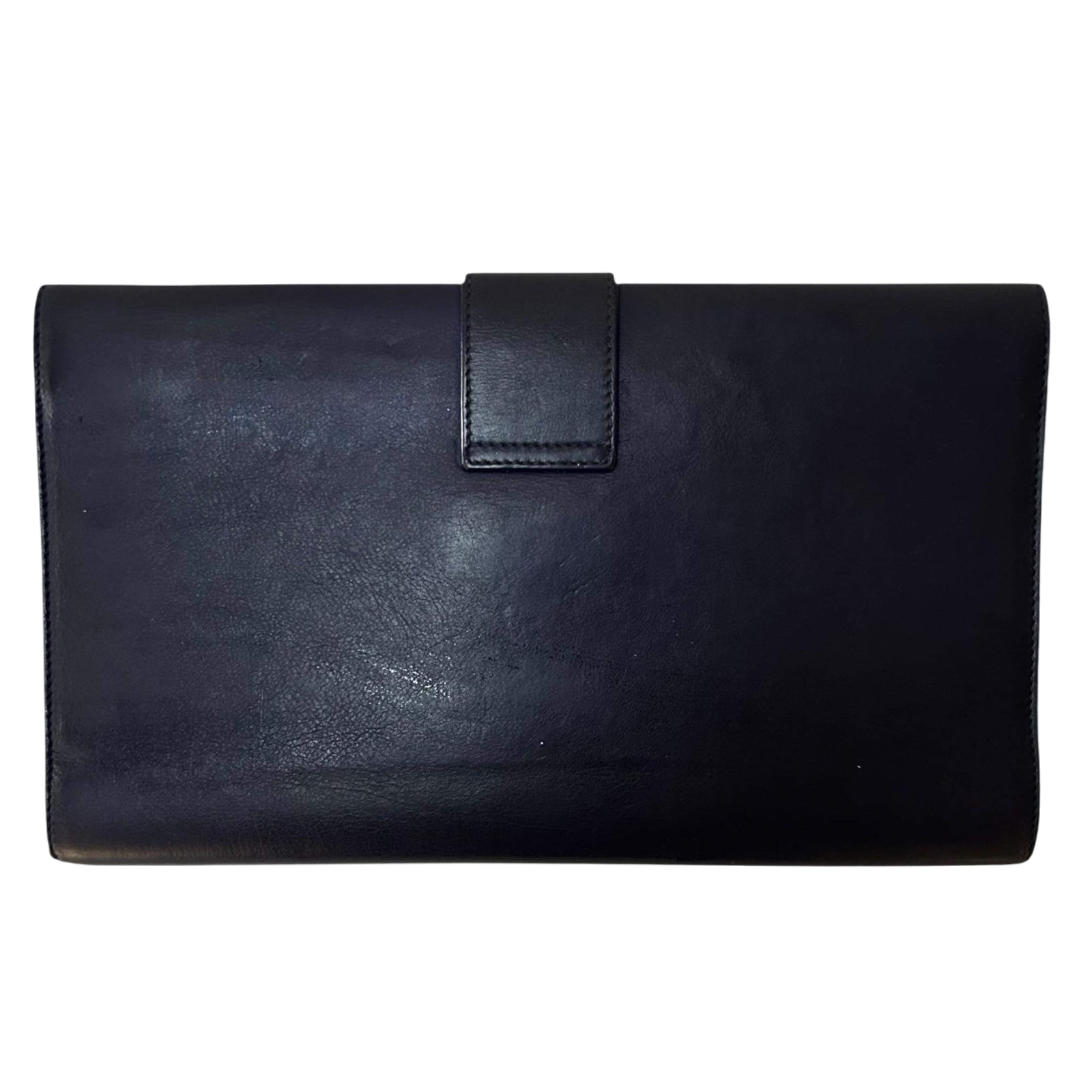 Vintage Yves Saint Laurent Leather Y-Ligne Chyc Clutch Navy thumbnail 2