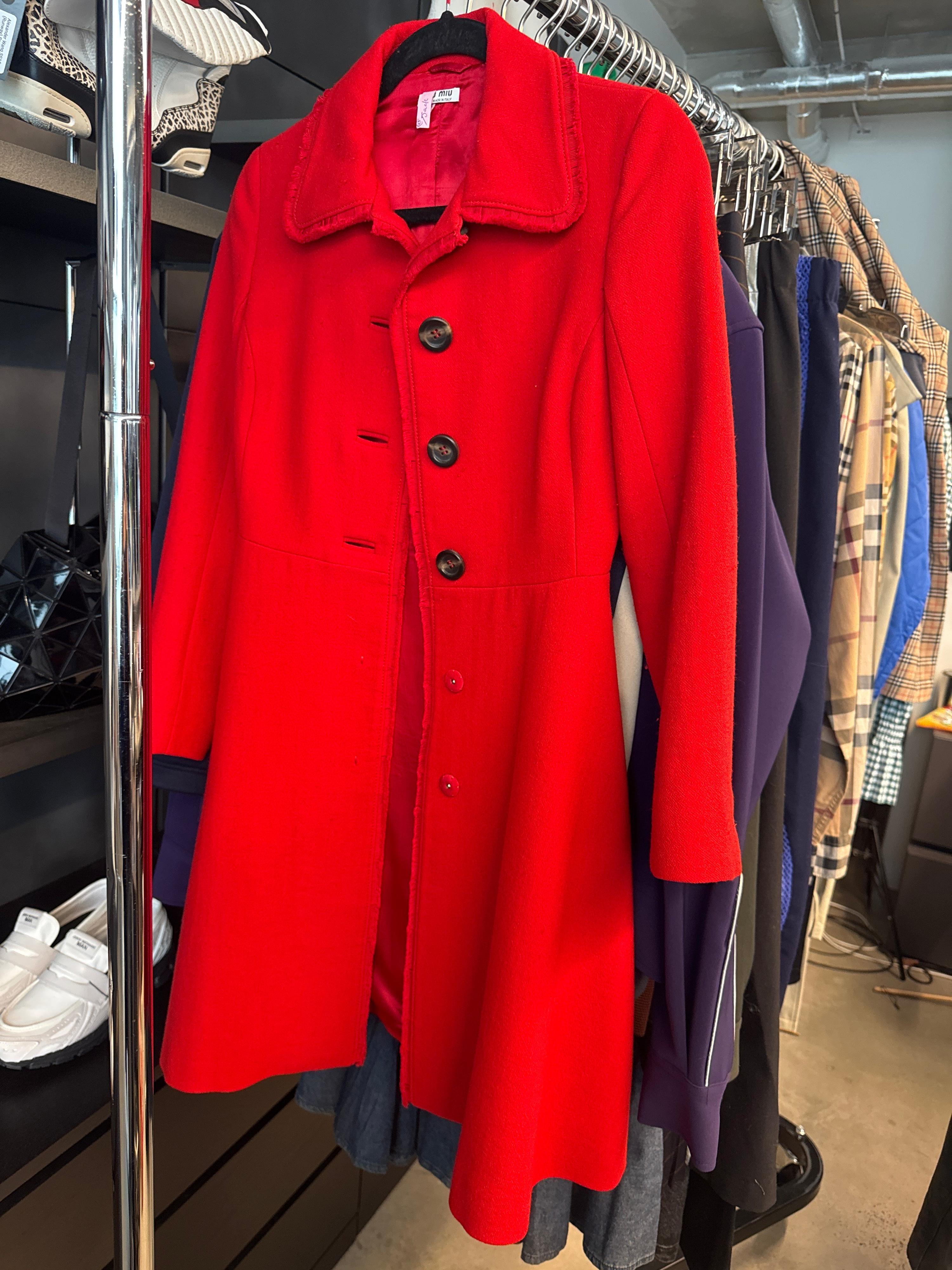 Miu Miu 2016 Virgin Wool Coat Red (As Is) (Size 36)