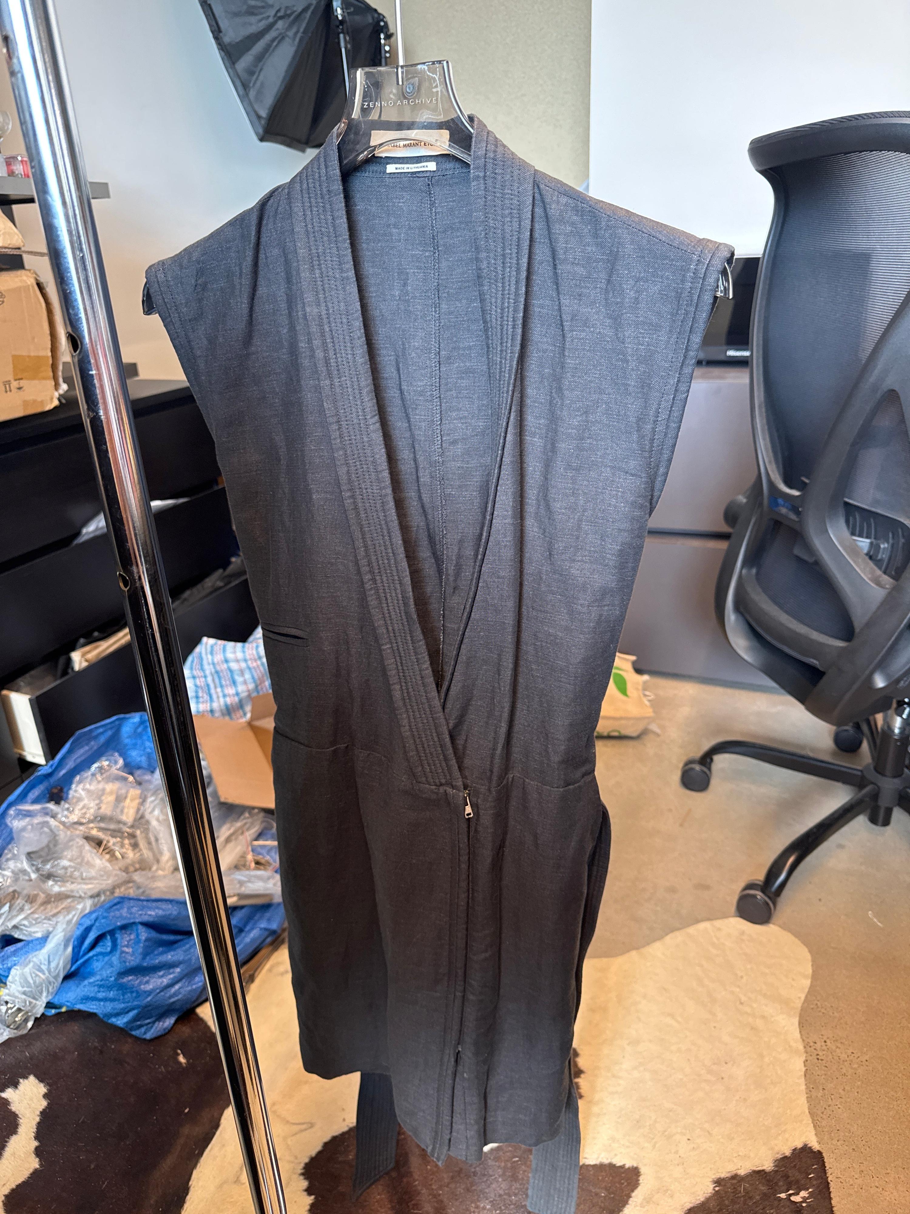 Isabel Marant E’toile Grey Linen Belted Dress (Size 40)