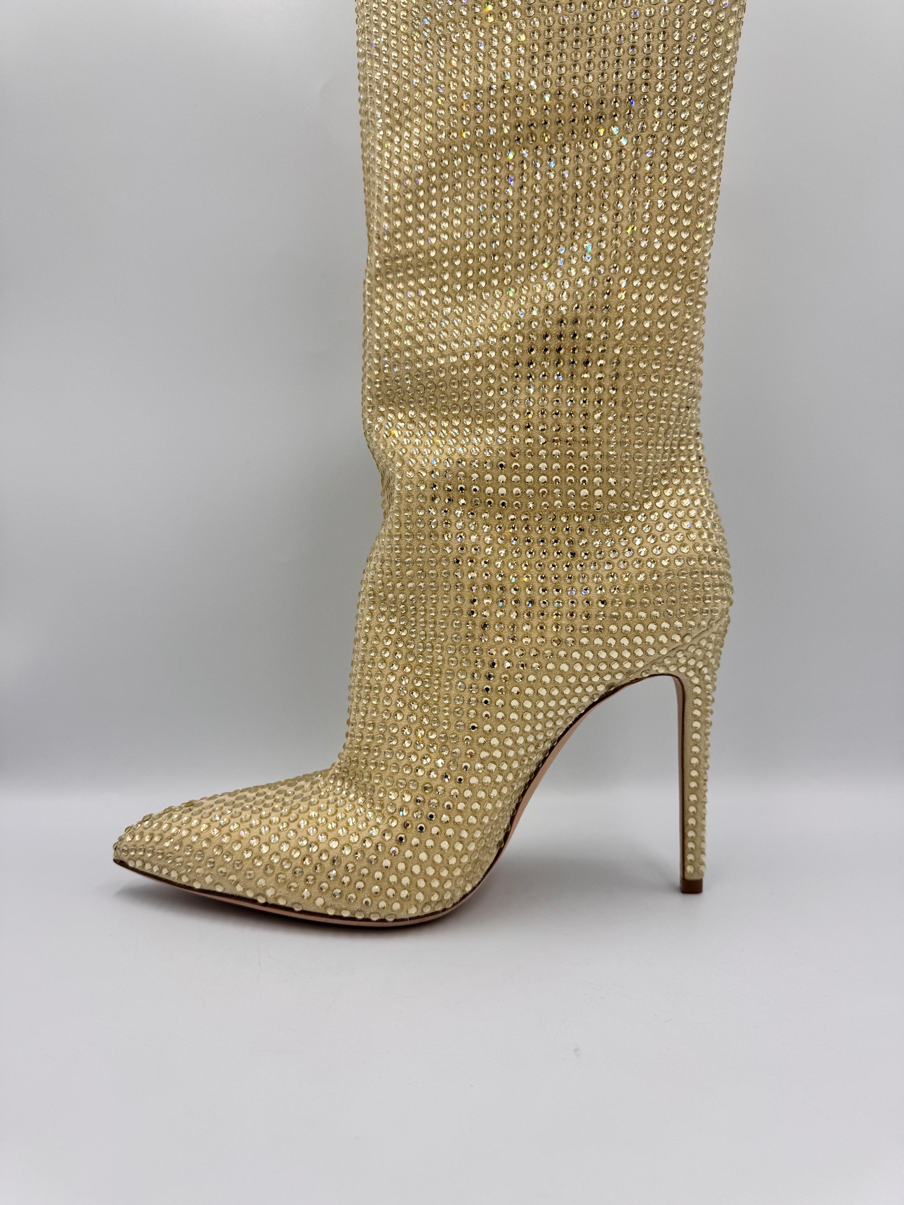 PARIS TEXAS Gold Rhinestone Boots Size 38.5 thumbnail 8